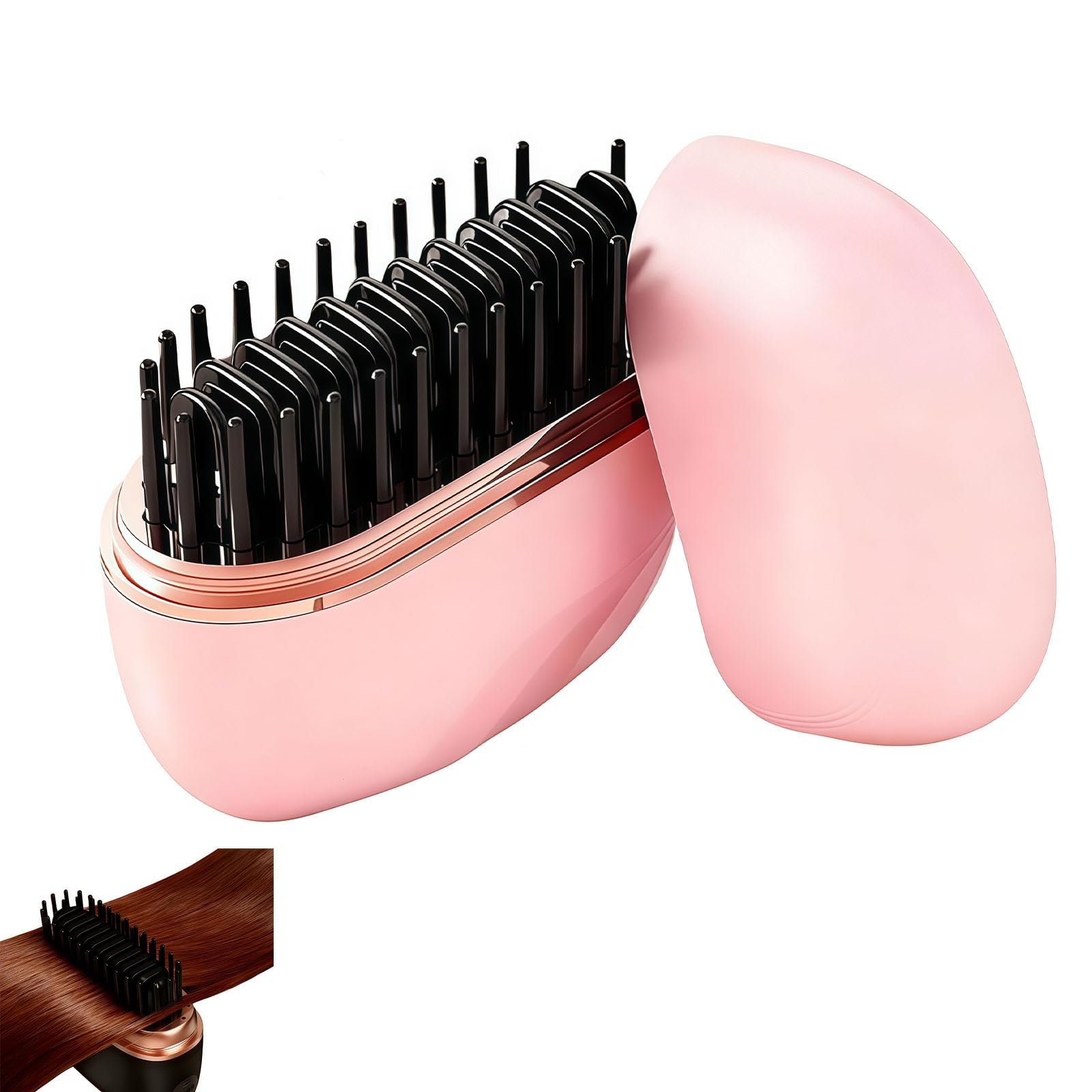 Mini Hair Straightener,Rechargeable Portable Styling Comb,3 Temperature Settings.(Pink)