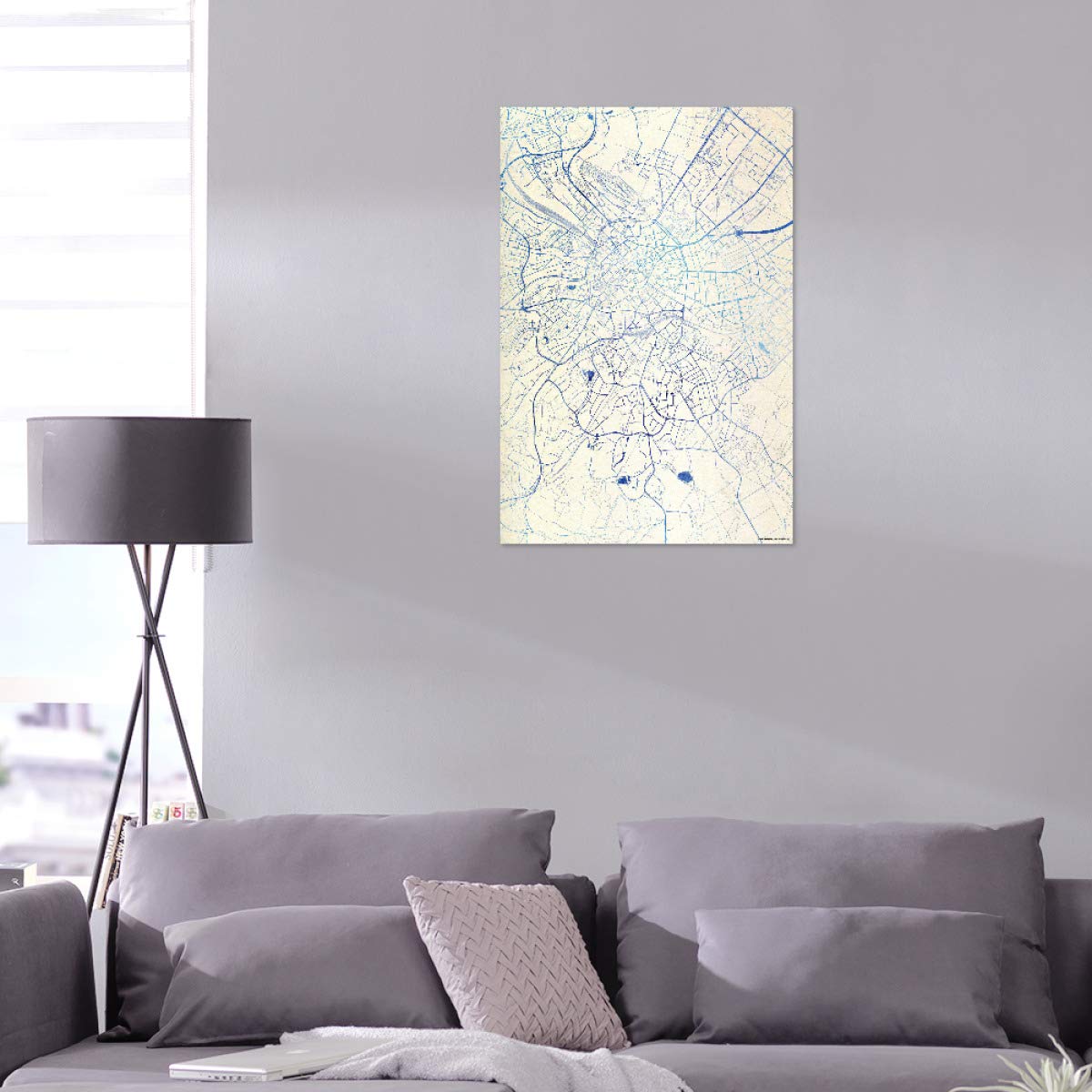 artboxONE Alu-Print 60x40 cm Aachen Deutschland Blue Infusion Map I von Künstler Makadi Atatu