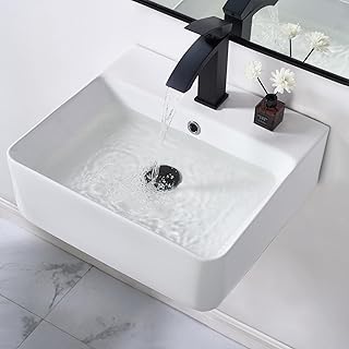 18.1 x 16.5 inch Modern White Rectangle Wall Mounted Bathroom Sink, Mini...