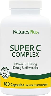 NaturesPlus Super C Complex - 180 Capsules - 1000mg Vitamin C  500mg Bioflavonoids - Vegan, Gluten Free - 90 Servings