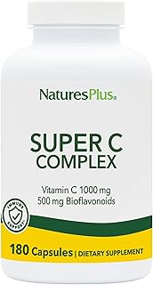 NaturesPlus Super C Complex - 180 Capsules - 1000mg Vitamin C + 500mg Bioflavonoids - Vegan, Gluten Free - 90 Servings