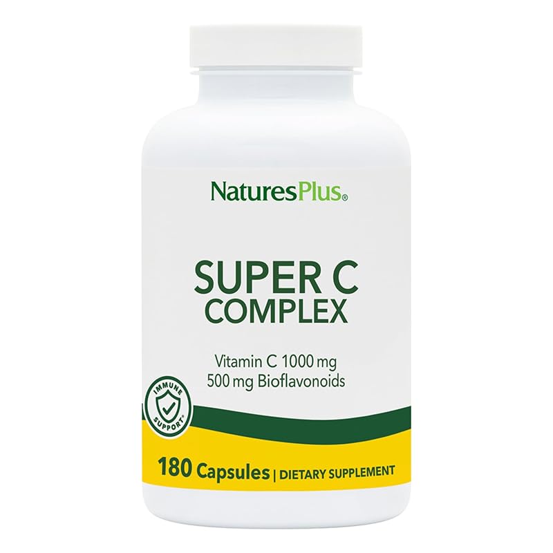 NaturesPlus Super C Complex — Vitamina C 1000 mg + bioflavonoides 500 mg — 180 cápsulas