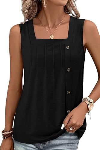 KISSMODA Womens Boho Tops for Summer Sleeveless Tanks Loose Fit Casual Blouse Daily Shirts for Leggings (S-3XL)