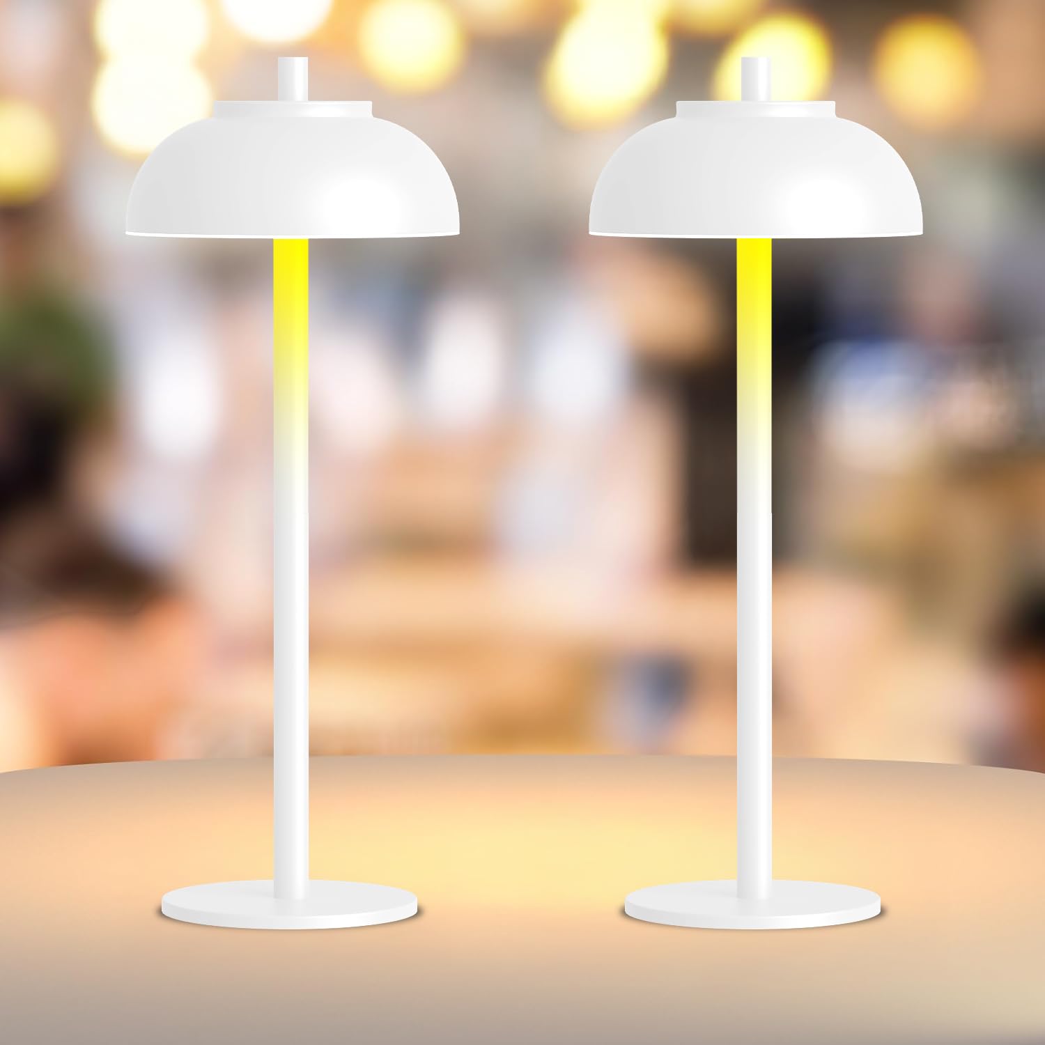 Photo 1 of Moragin White Table Lamp Set of 2 Rechargeable,Table Lights Battery Operated-IP65 Waterproof-for Outdoor Patio/Restaurants/Home/Dinner/Table Lighting-Touch Control & Dimmable