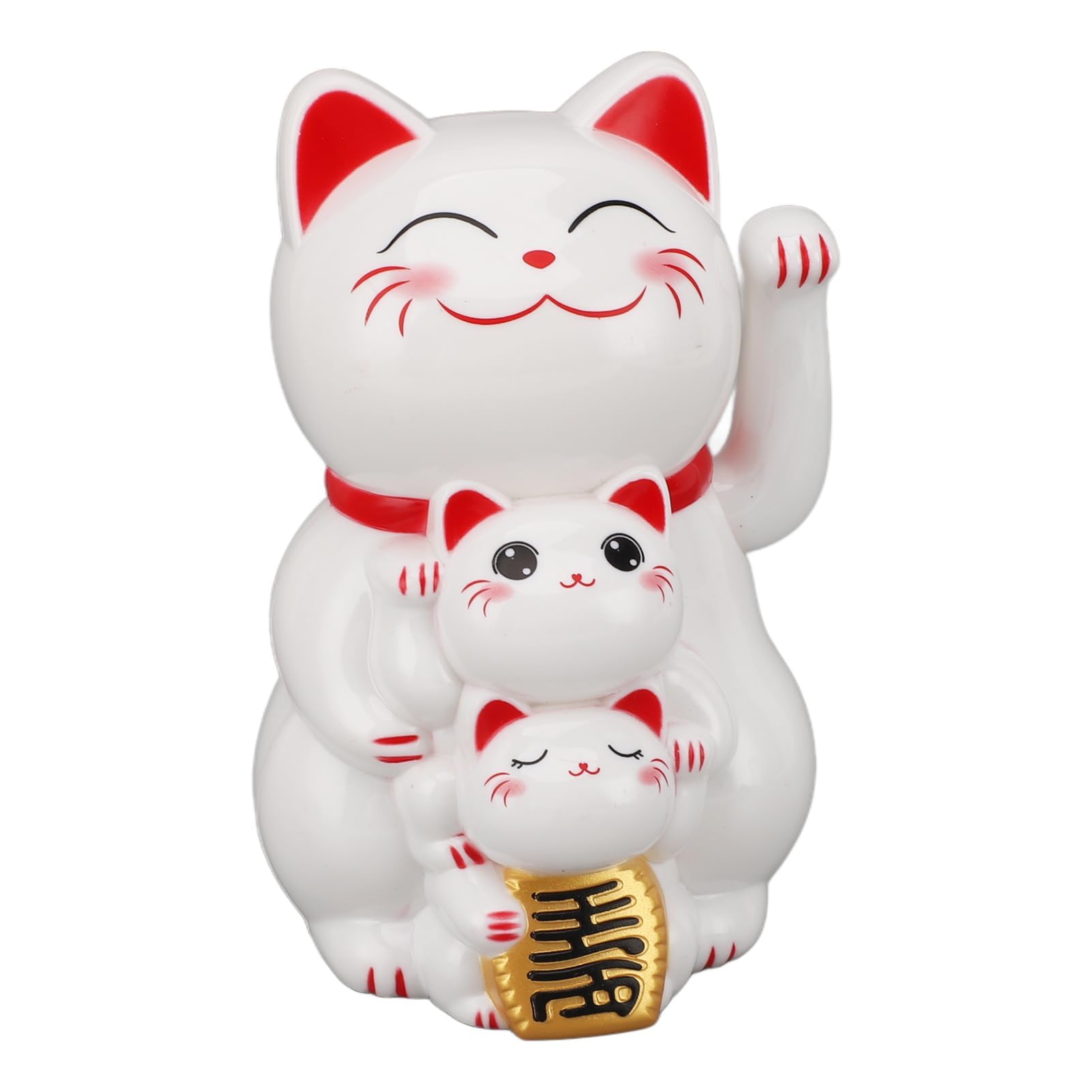 Braccio che agita il gatto fortunato, ornamento Maneki Neko che agita la mano automatico del gatto cinese a energia solare da 4,5 pollici per il desktop dell'auto (Bianco)