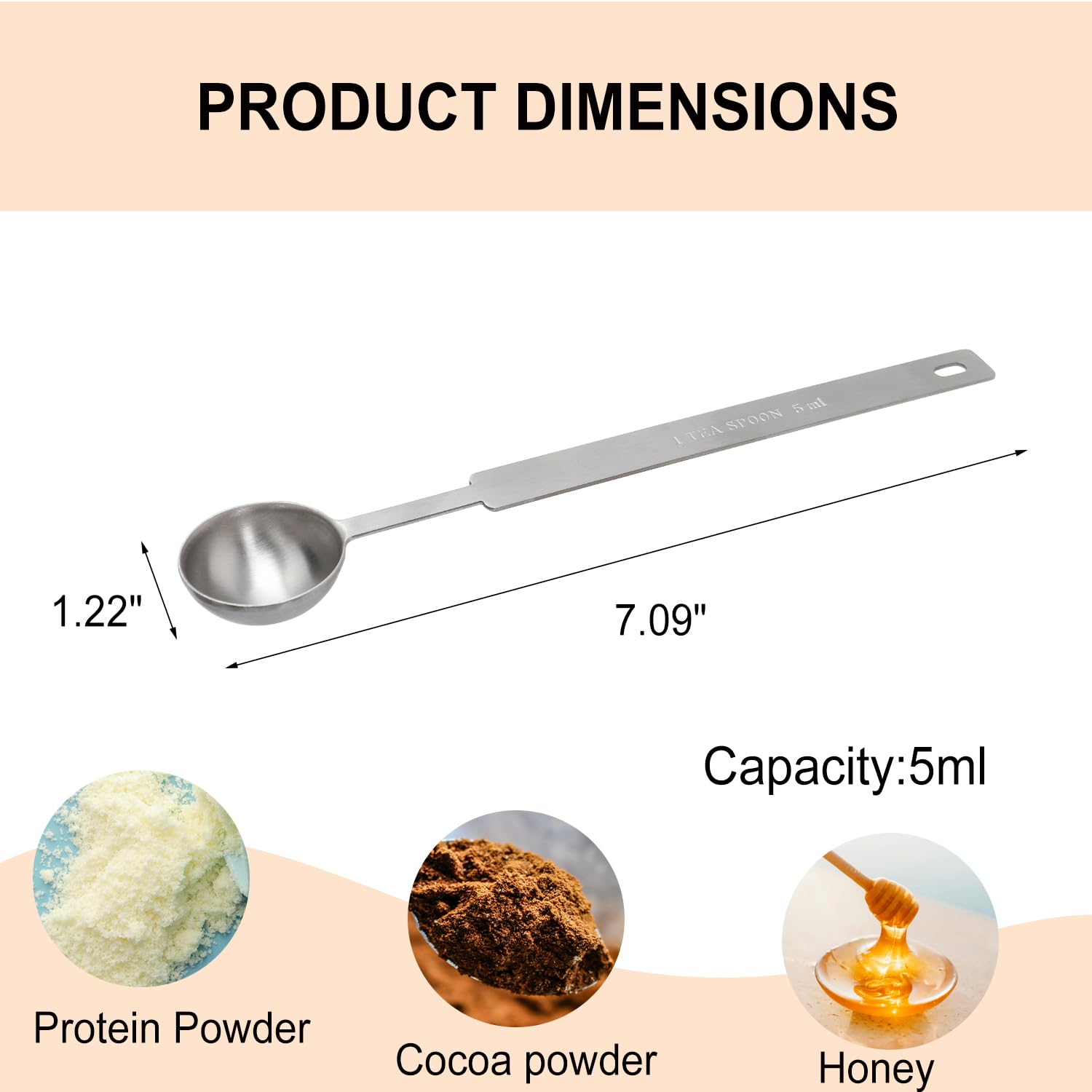 5PCS Stainless Steel Coffee Measuring Scoop - 1 Tablespoon Long Handle Scoop for Coffee, Milk Powder, Fruit Powder, Spices & Baking - Durable Kitchen Measuring Spoons Set