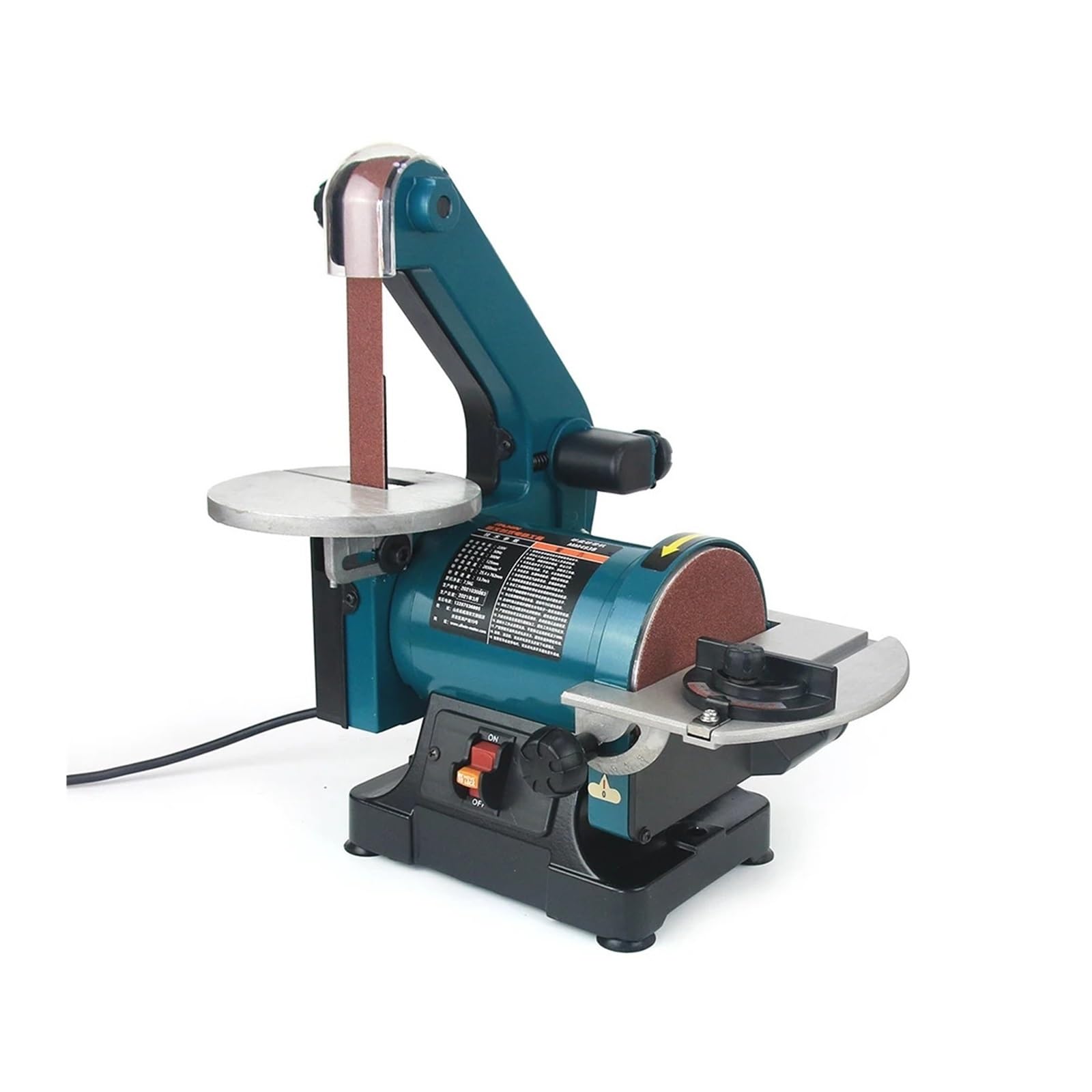 Ponceuse à bande 300 W, disque de ponçage 125 mm, petite ponceuse table for le travail du bois, meuleuse et polisseuse Pour une utilisation DIY