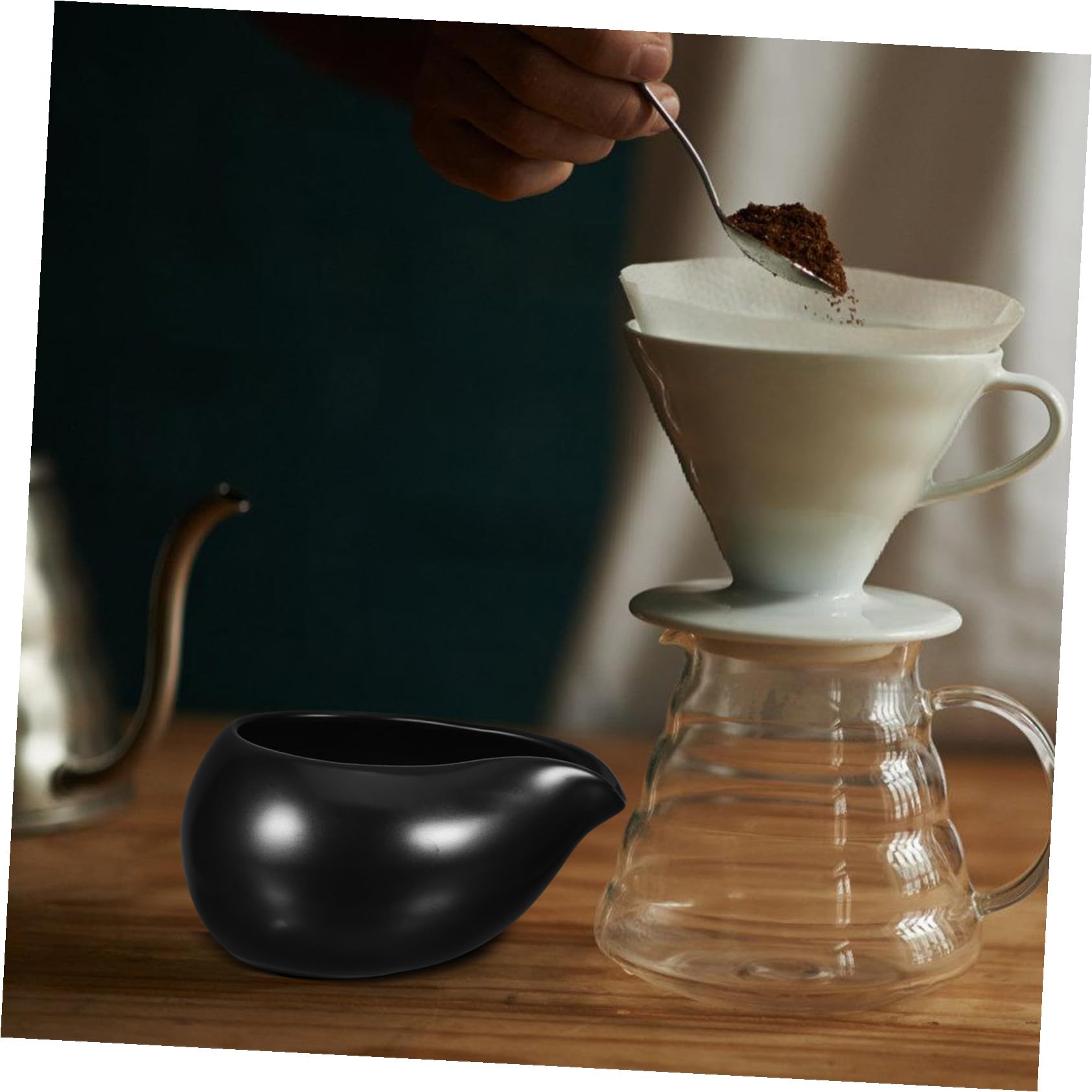 Brocca Latte in Ceramica Nera, Set 3 Pezzi per Servizio