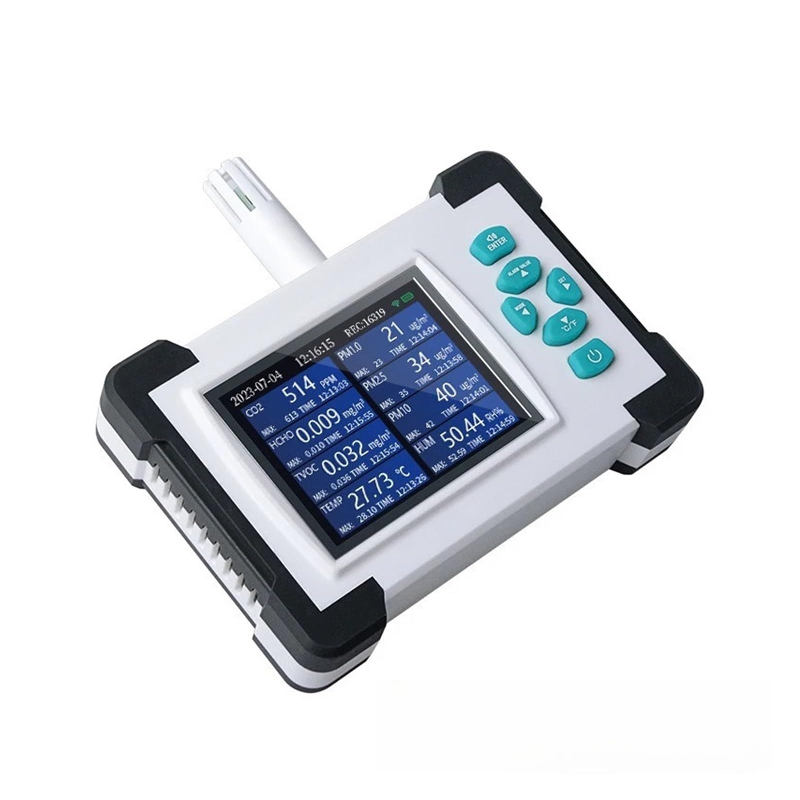 Monitor ści powietrza 8 w 1 Kolorowy ekran WiFi Detektor CO2 HCHO TVOC PM2.5