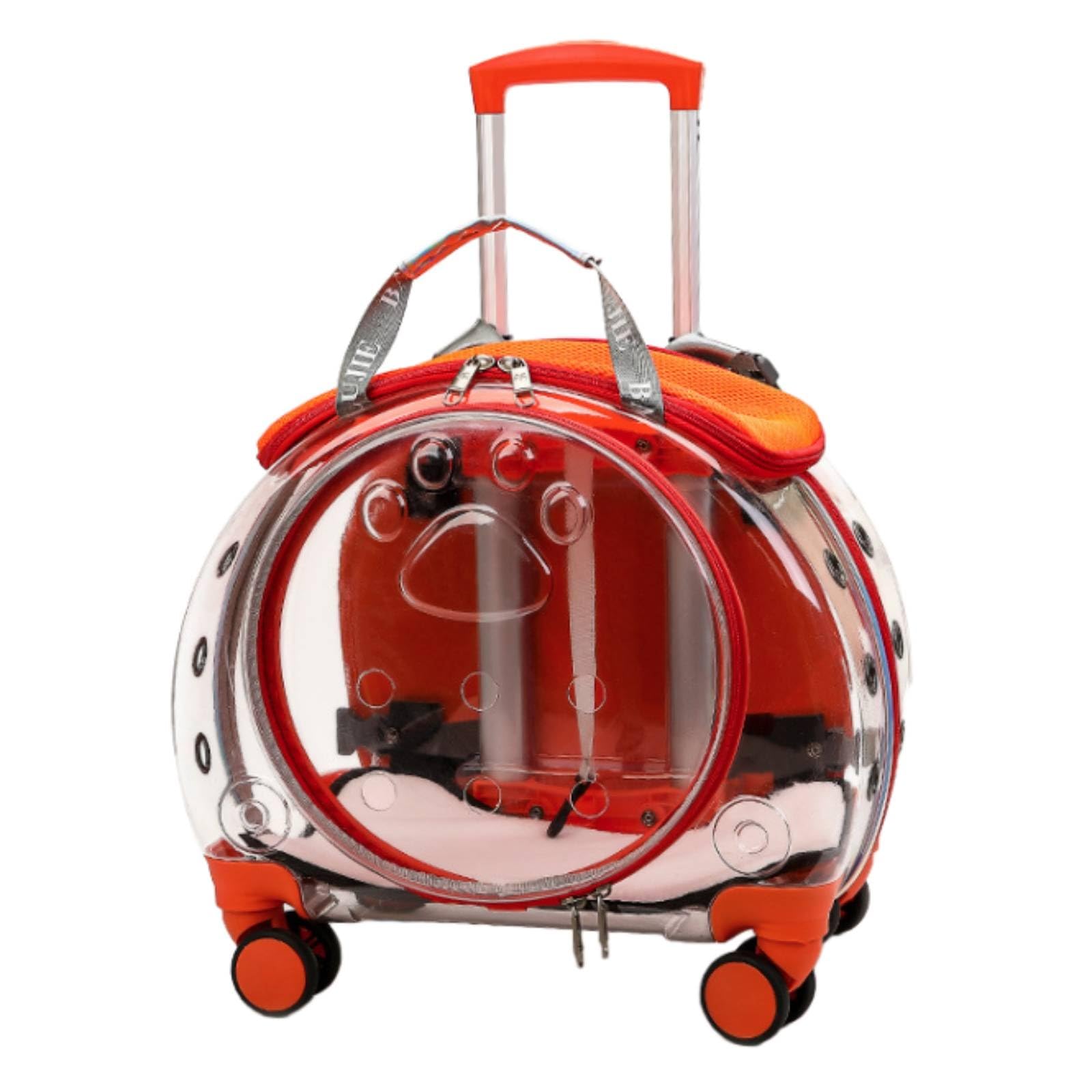 Baoblaze Trasportino Trasparente Zaino Trolley Borsa per Animali Domestici Gatto Cane Involucro Rigido in PVC E Acrilico con Panoramica Apertura Tonda Fori, Arancione Trasparente