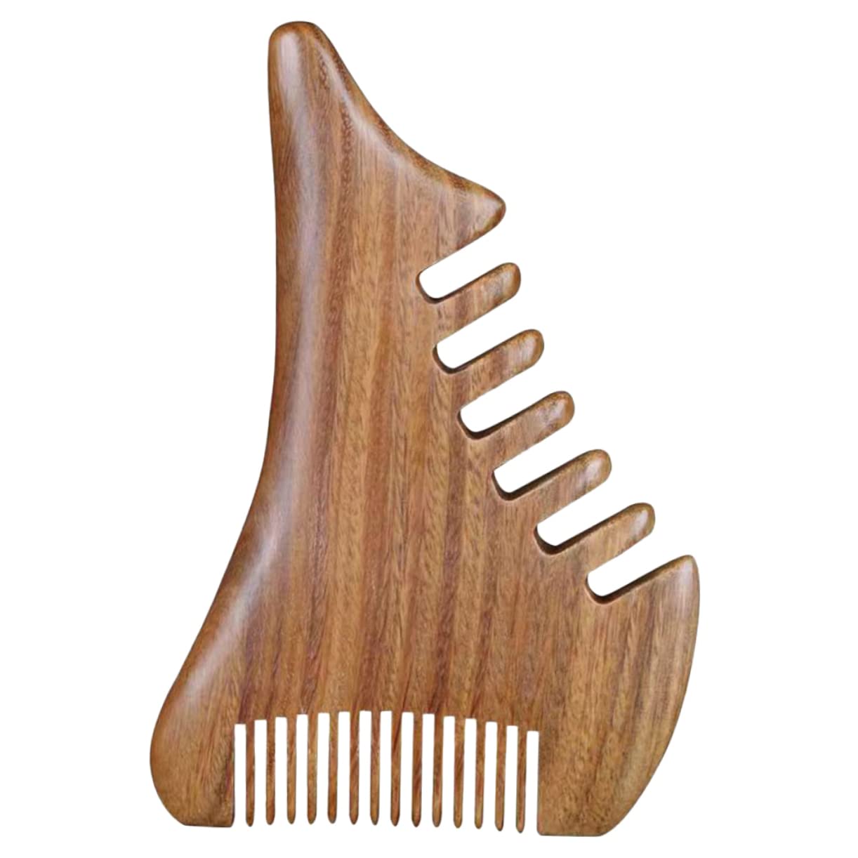 Peine de madera de sándalo Peine de madera Bigote Cabello Madera Estático Desenredante natural Masajeador de cuero cabelludo de madera Barba Cabeza estrecha Sin peines domésticos portátiles Peine con
