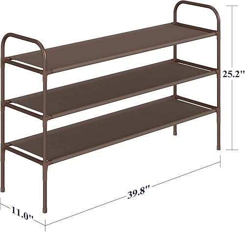 Miniatura 2 de Kitsure Zapatero  Robusto, apilable y organizador de zapatos para puerta delantera, ahorro de espacio, marrón, grande