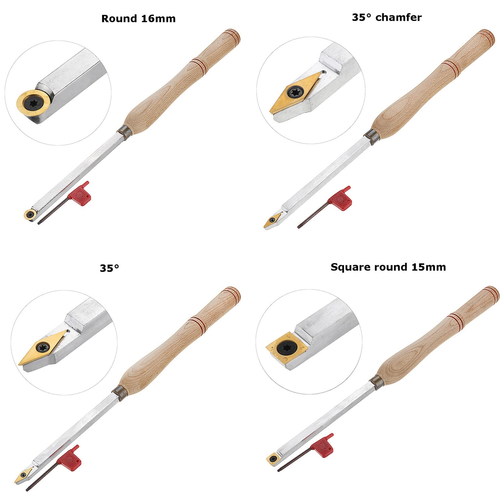 Lot 8 Outils Tournage Bois HSS – Gouges, Ciseaux, Racloirs, Manches Bois + Boîte De Rangement, Acier Haute Vitesse