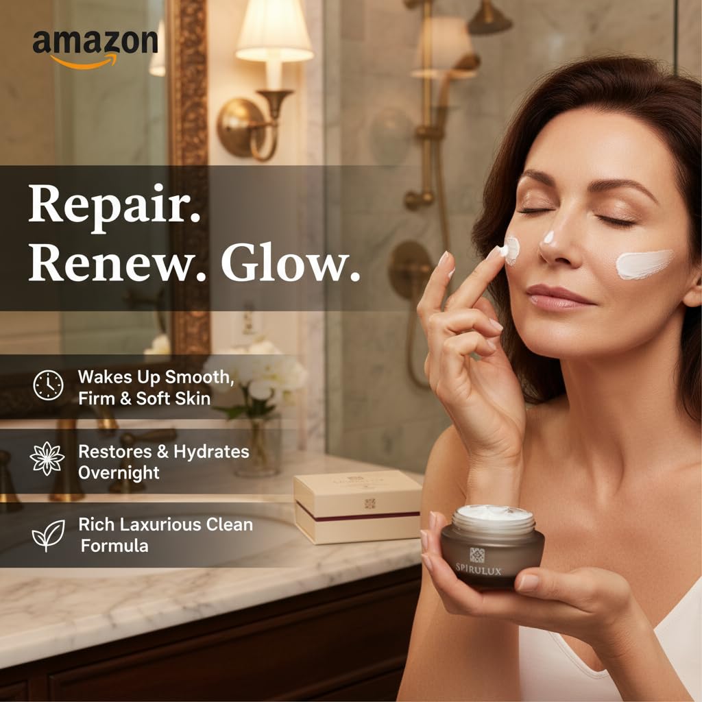 Spirulux Cell Repair Midnight Therapy Cream – Hydrating Overnight Anti-Aging Saffron Moisturizer (2.68 oz) - Image 5