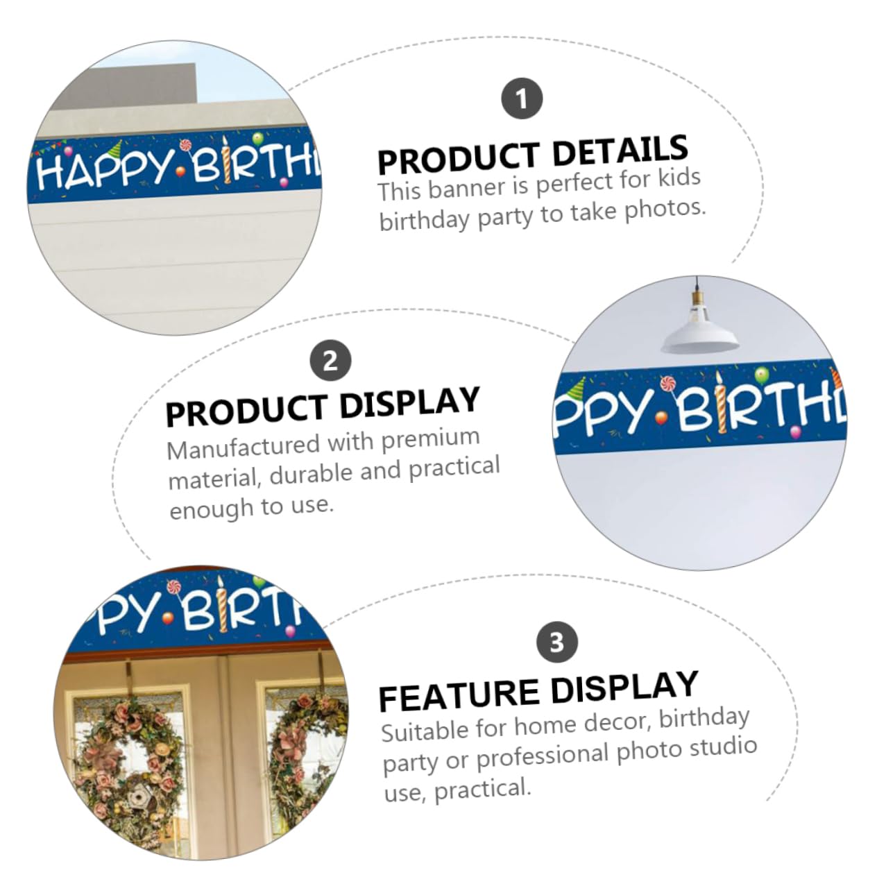 TOYANDONA 3piezas Banderín Colgante De Cumpleaños Infantil Decoración Para Fiesta y Fotografía Interiores y Exteriores Para Cumpleaños De Niño Niña y Niñas