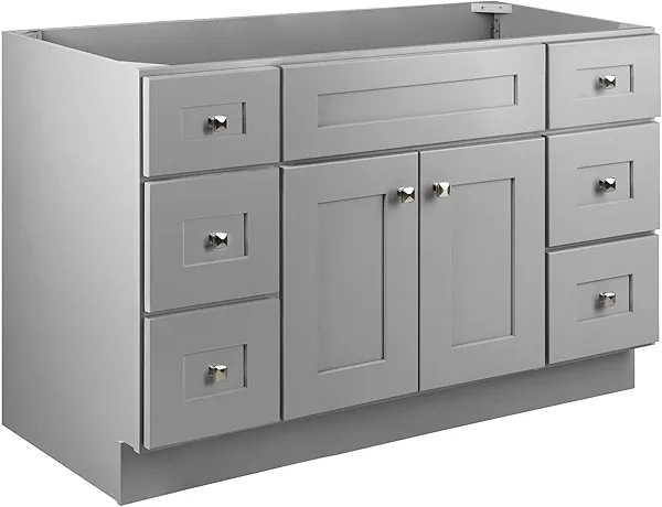 Design House Brookings 48 Inch Bathroom Vanity, Ready to Assemble, Solid Wood, Sherwin Williams® Gray, 599001-GRY