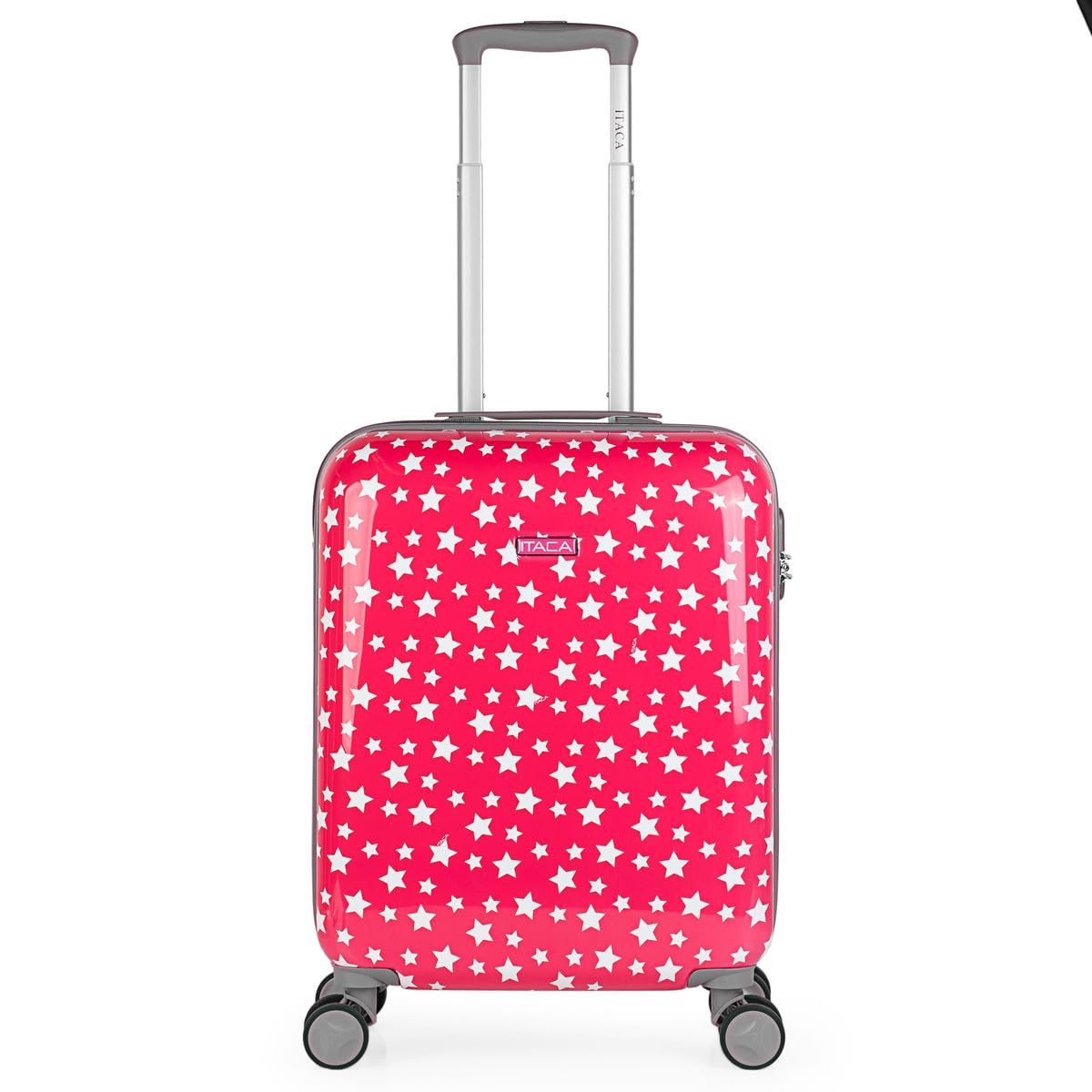 ITACA - Valise Cabine Enfant - Valise Enfant Fille - Valise Fille Garçon Rigide 4 roulettes - Bagage Cabine - Valise Enfants Résistant - Bagages Enfant Ultra Légère - Cadenas à Combinaison, Fuchsia