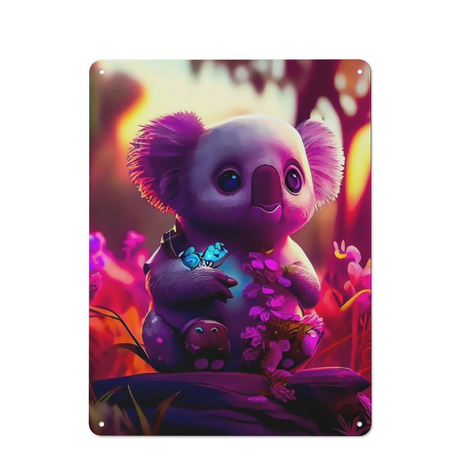 Junmoney Koala Classic Metal Wall Plaque 40X30cm Featuring Creative Space Decor For Workspace, Cafe, Shop Or Desk Area