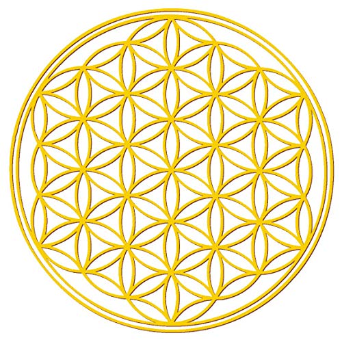 Saraswati Conjunto de autocolantes de 4 x 3 cm e 1 x 7,5 cm, cor dourada e transparente, flor da vida