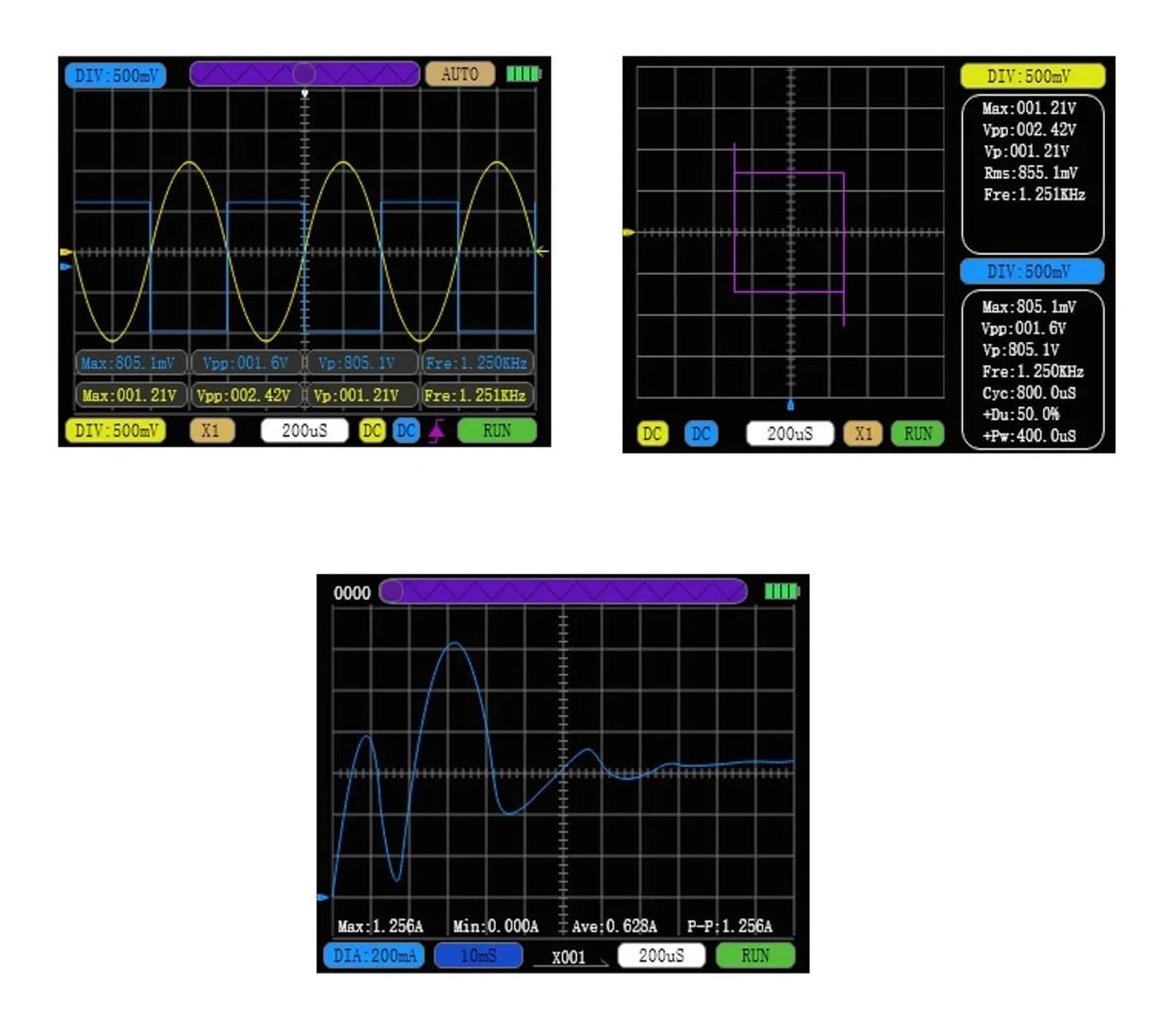 Oscilloscopio digitale Doppio canale Frequenza di campionamento 50M Larghezza di banda analogica 10M Misurazione della forma d'onda corrente 6A Profondità di memoria 20KB(Option 1)