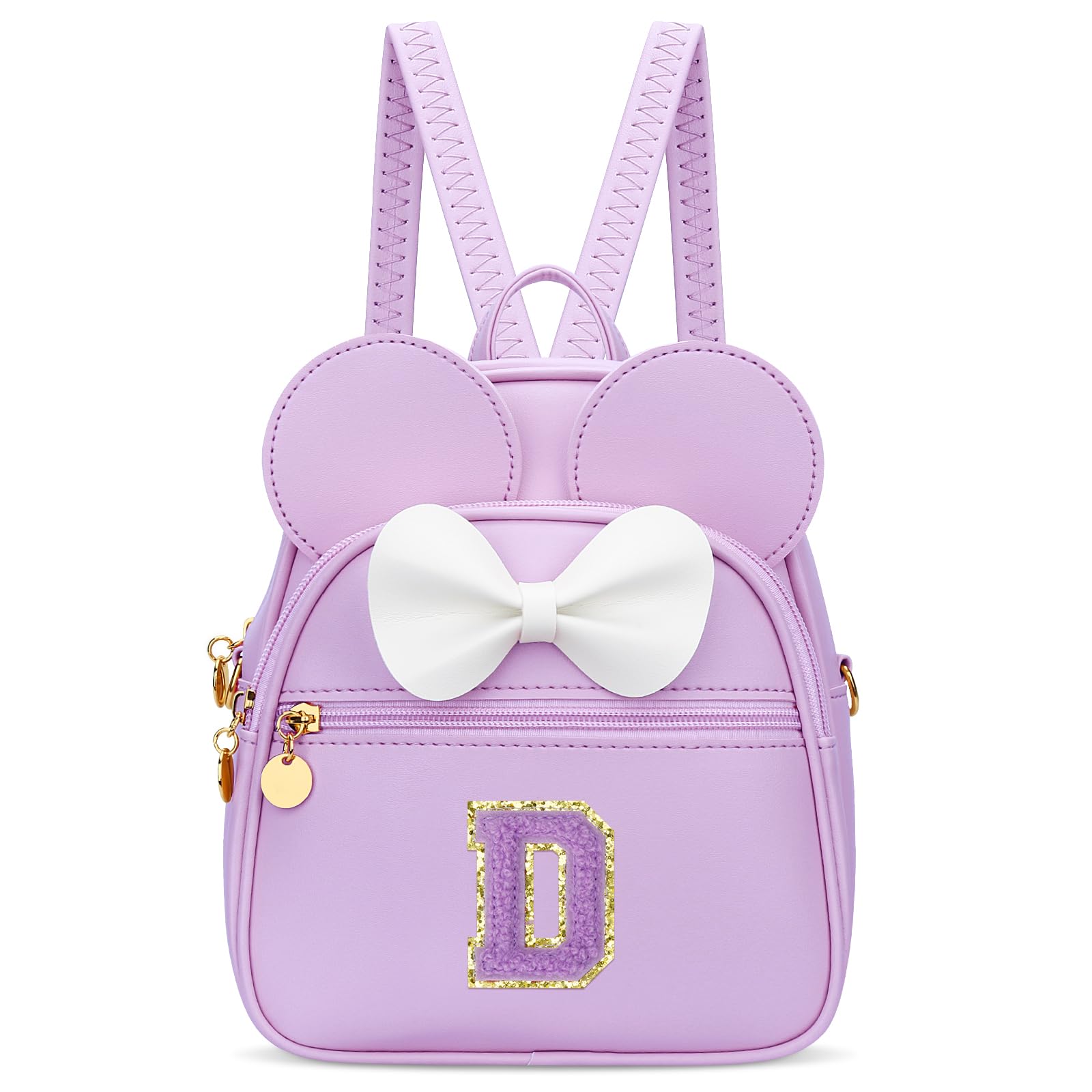 KKXIU Girls Initial Bowknot Cute Mini Backpack for Toddler, Travel Small Girl Backpacks, Personalized Birthday Gifts for Little Girls and Kids(D,