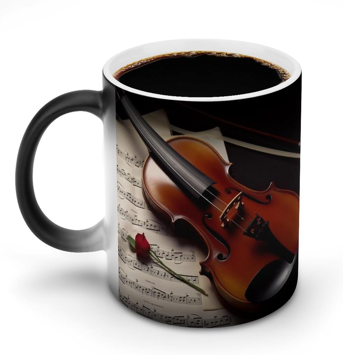 Color Changing Cups,Violin Sheet Music Printed 11 Oz Ceramic Cups for Birthday Men Women