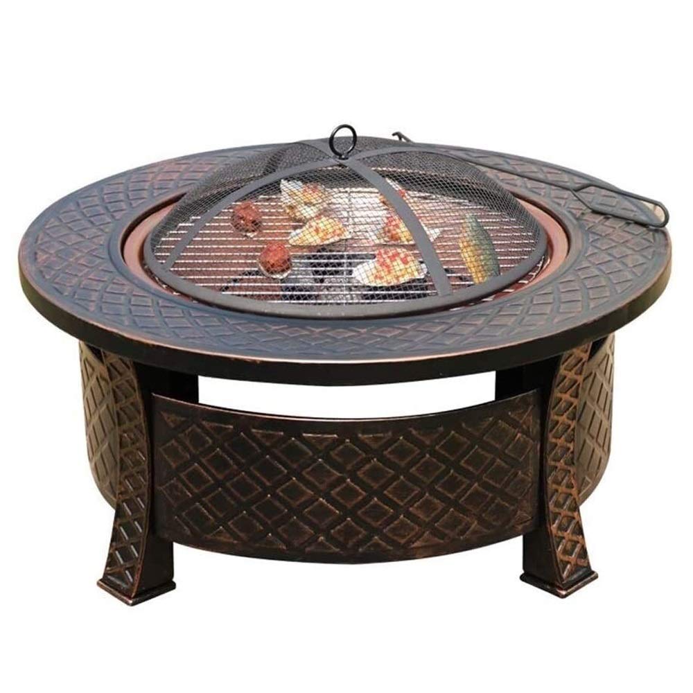 Braciere da Esterno Falò a Legna Patio Griglia a Carbone Braciere per griglia Esterna Griglia a Carbone Senza Fumo con Schermo antiscintilla Poker e Copertura per Camino Griglia PE