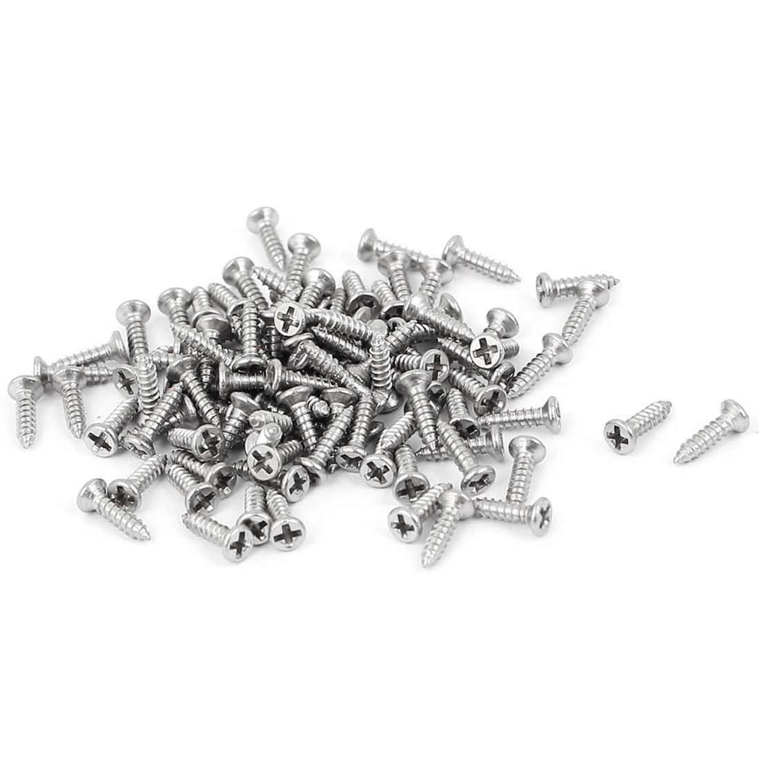 Uxcell Silver Sourcing Map M1.4 X 6Mm Cross Head Countersunk Self Tapping Screw 100 Pcs