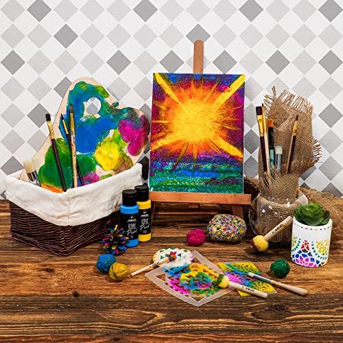 NAKLEO Acrylic Stencil Paints Set - 4 Colors (60ml, 2oz) - Vibrant Fun - Blue Green Yellow Pink - Art Supplies DIY - Non-Toxic Water-Based Matte Wall Wood Canvas Paper Fabric Stone