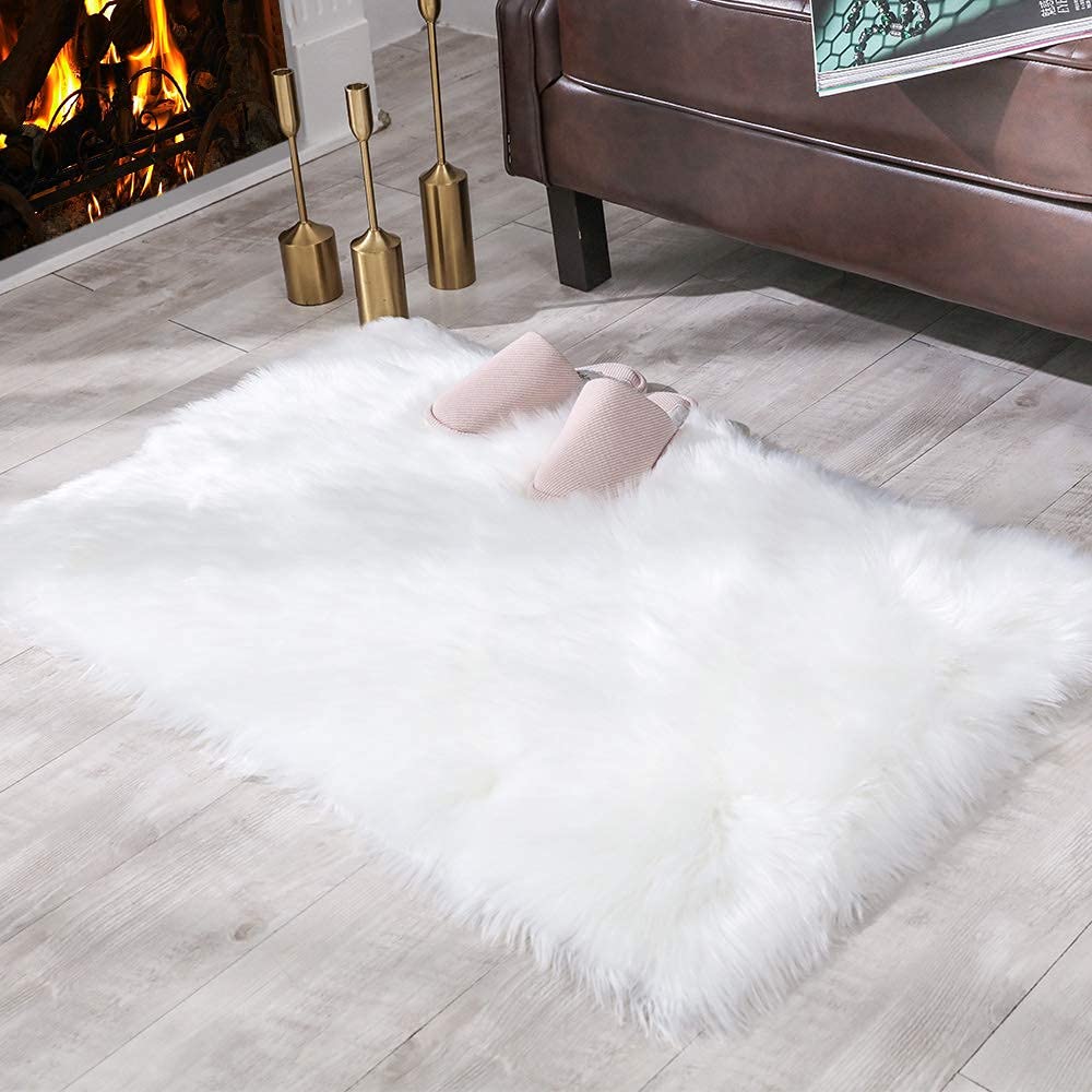 HOMDECLOYAL® Soft Faux Fur Fluffy Area Rug, Luxury Fuzzy Sheepskin Carpet Rugs for Bedroom Living Room, Shaggy Silky Plush Carpet Bedside Rug Floor Mat (2 x 3 feet, White) (B0CZF15JT3) Amazon Price History, Amazon Price Tracker