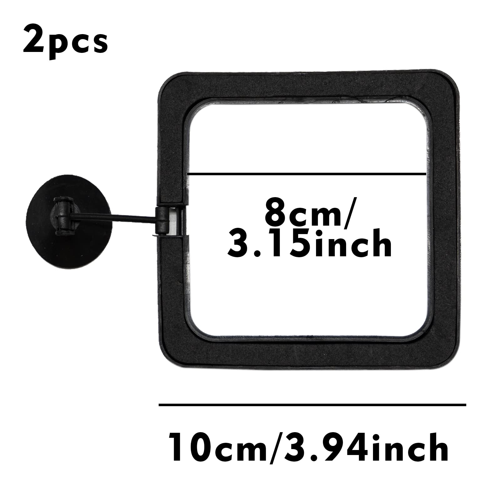 Mangiatoie quadrate nere per pesci d'acquario 10 cm con ventose