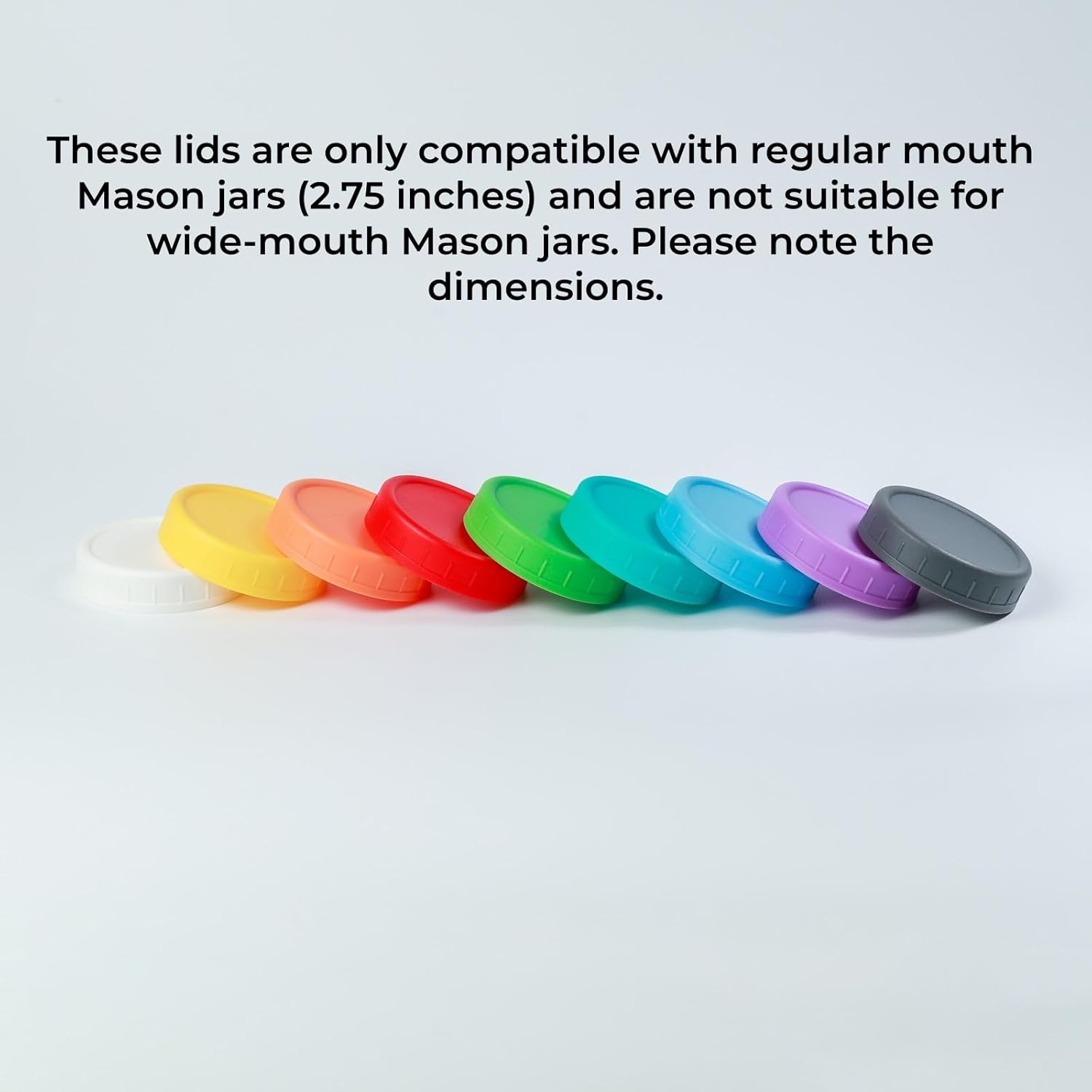 Bedgeta 9Pcs Mason Jar Lids, Regular Mouth Plastic Mason Lids, Leak Proof Canning Lid with Silicone Ring for Ball, Kerr and More, Reusable Can Tops, Colored Caps Covers for Jars