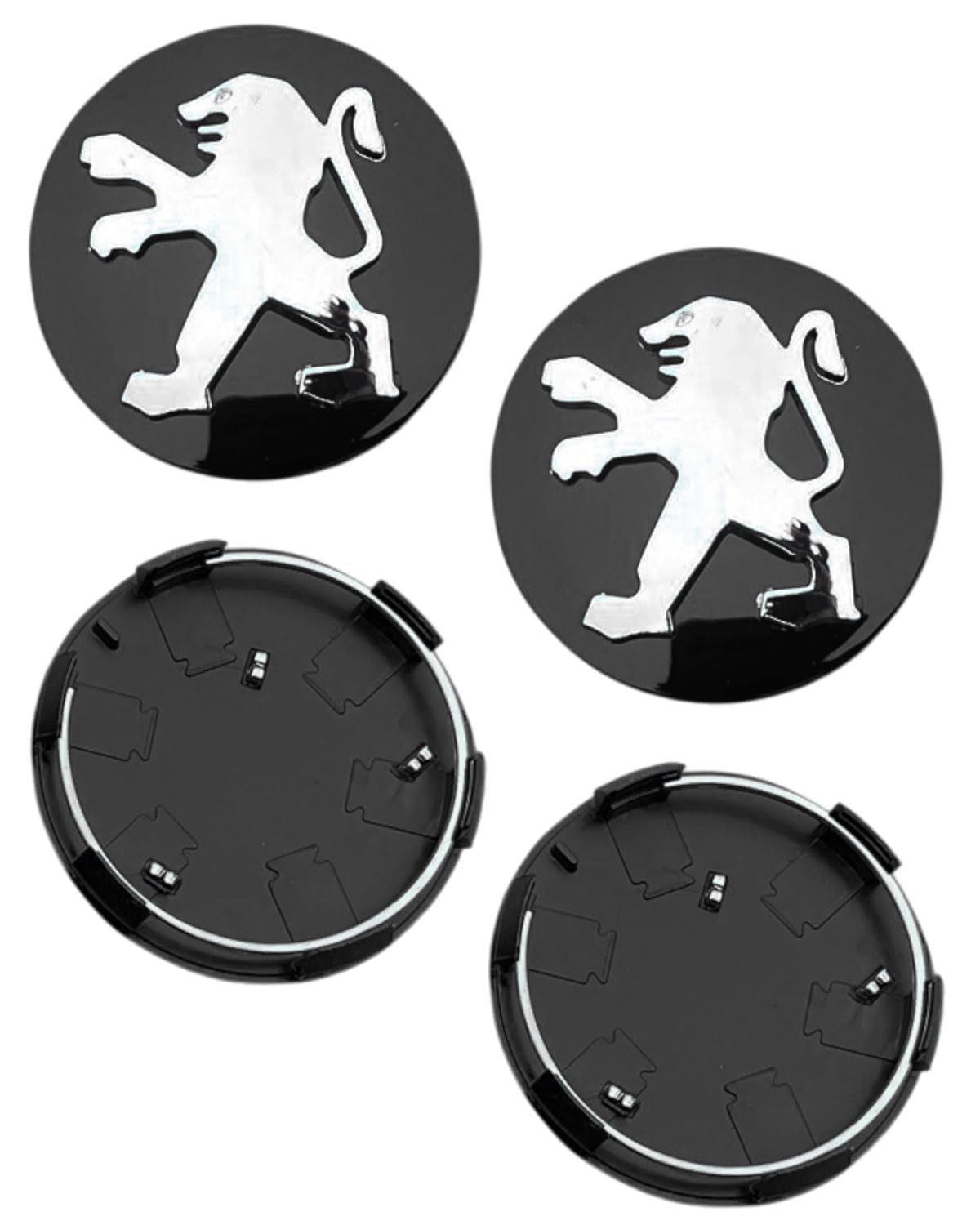 4 Tapas Centro Tapacubos para Peugeot 60mm - Tapas Llantas Centrales para Llantas para Llantas Originales OEM,Negro,Resistente al agua,Al polvo y con logotipo