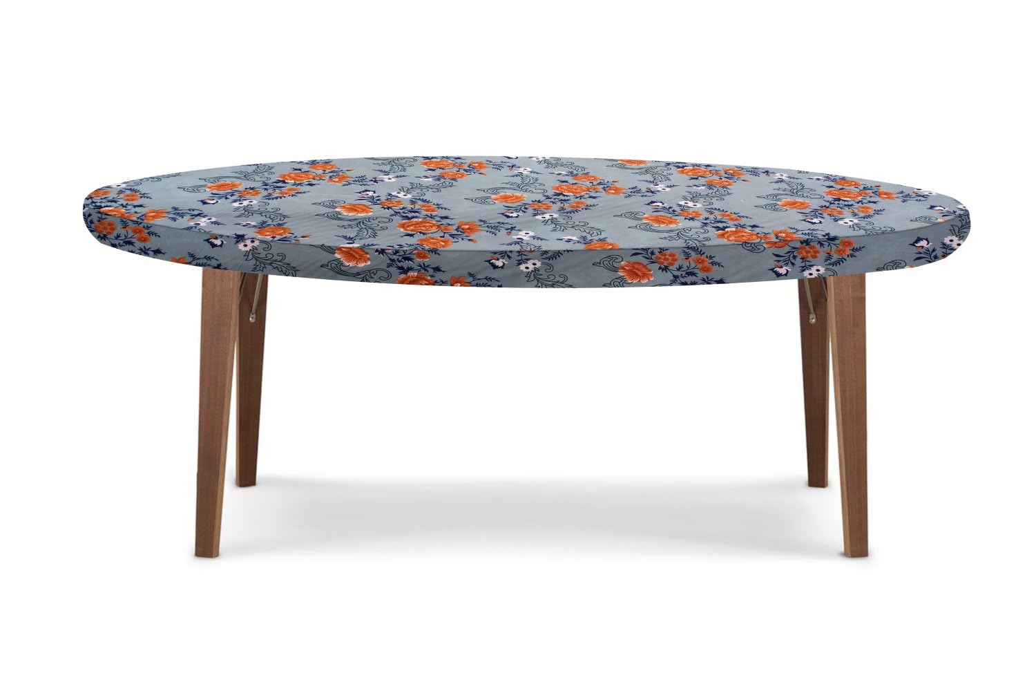 Stylista Elastic Polyester Oval Dining Table Cover (WxL 35x63) in Inches - Floral Pattern Blue (B0D2RM7FWR) Amazon Price History, Amazon Price Tracker