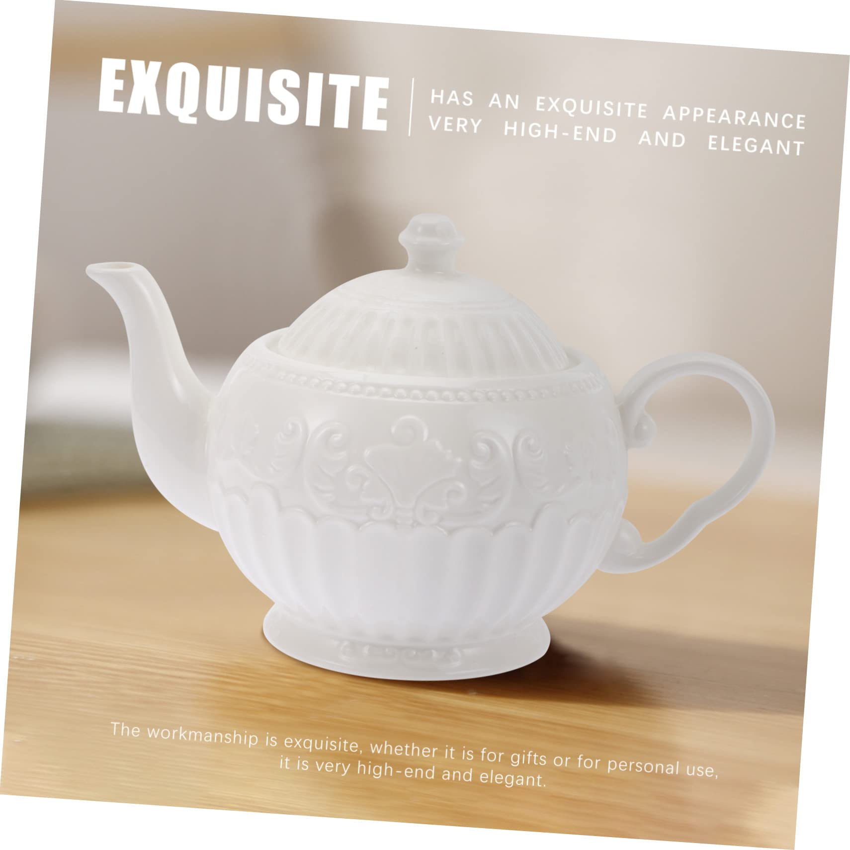 Tetera de Cerámica en Relieve 900cc, Jarra Elegante para Té Amigos en Casa, Adorno Delicado de Sobremesa