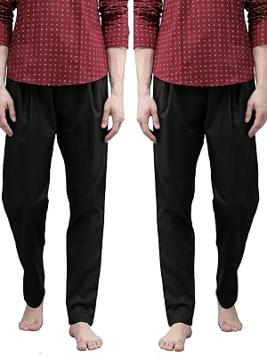See Designs Men Black Solid Pure Cotton Men's Pyjama (Pack of 2)_SDCBPJ156S