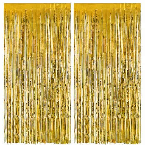 Alaoo Lametta Vorhang Gold, 2 Stück Party Vorhänge Luftschlangen,...