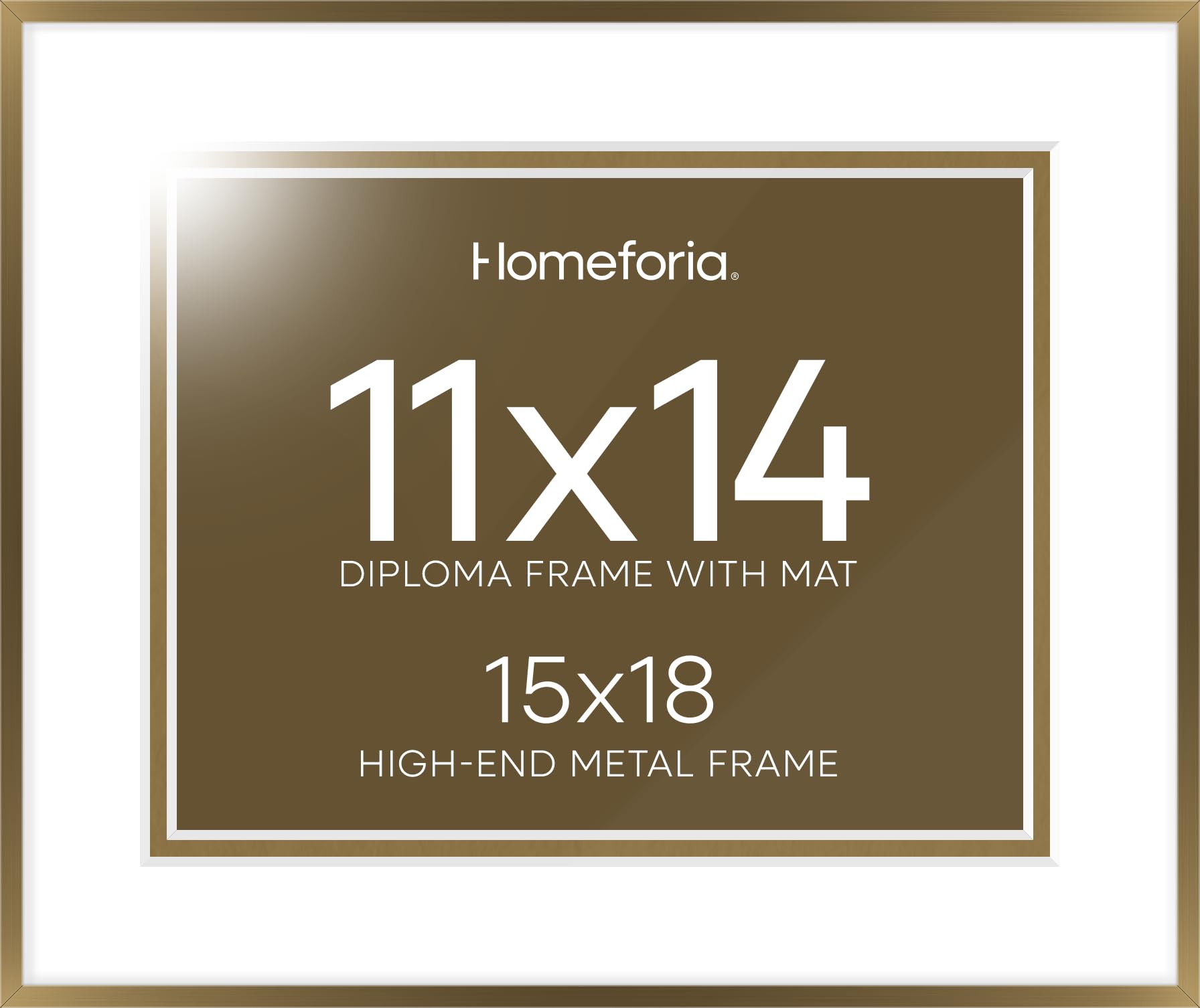 Homeforia 15x18 Diploma Frame Bronze, High End Metal 15 x 18 Certificate Frames with Mat for 11 by 14, 18x15 Document Frame Matted to 11x14, Award Graduation Frames, Tempered Glass, Wall Kit, Set of 2