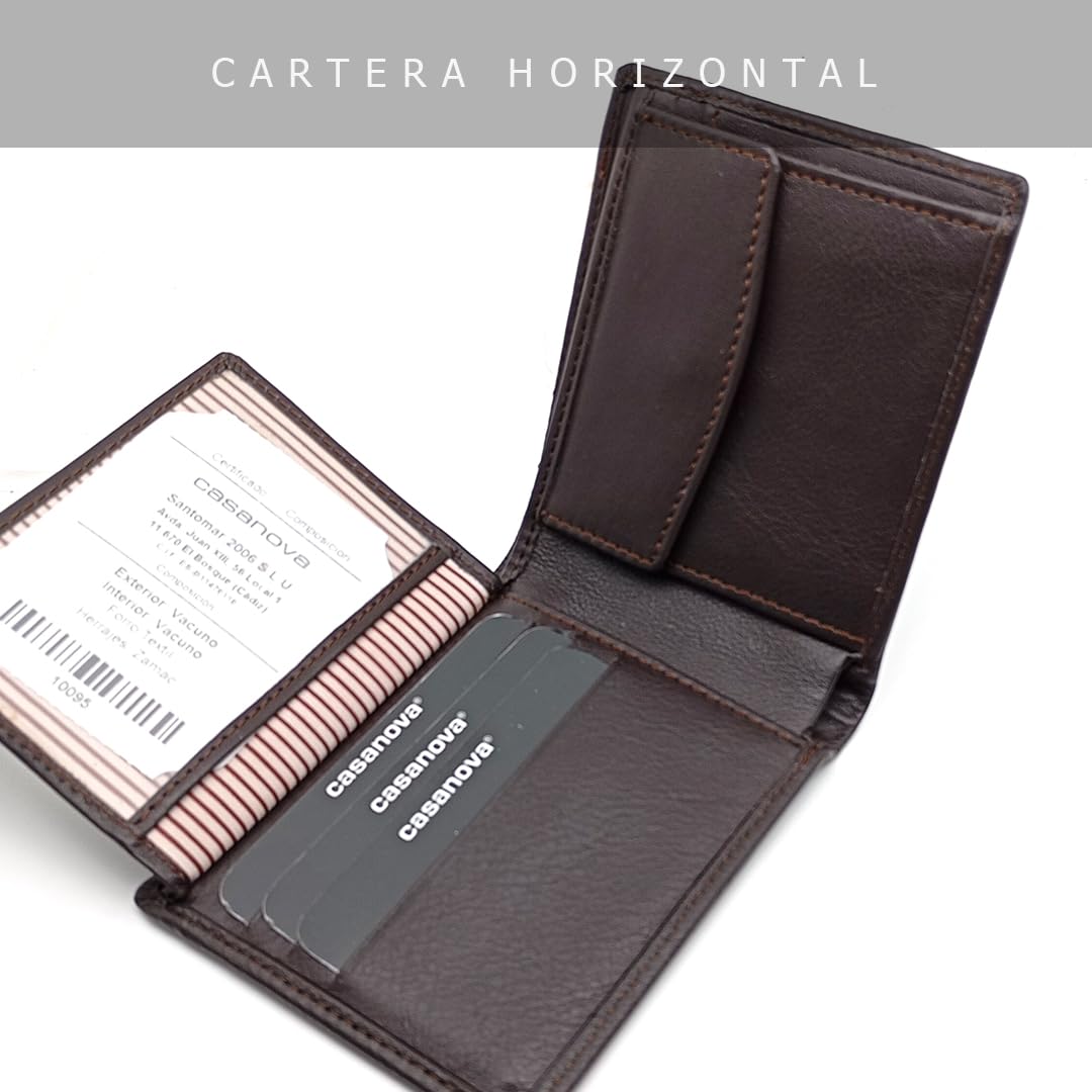 Cartera Hombre Piel Americana Elastico CON Monedero - 10096 Marron