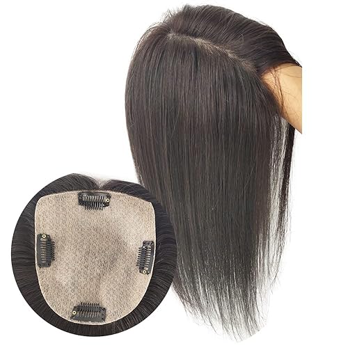 4.7x5.1 in base de seda virgen cabello humano para mujeres 10-20 pulgadas clip en el cuero cabelludo superior toupee postizos con 4 clips 5 x 5