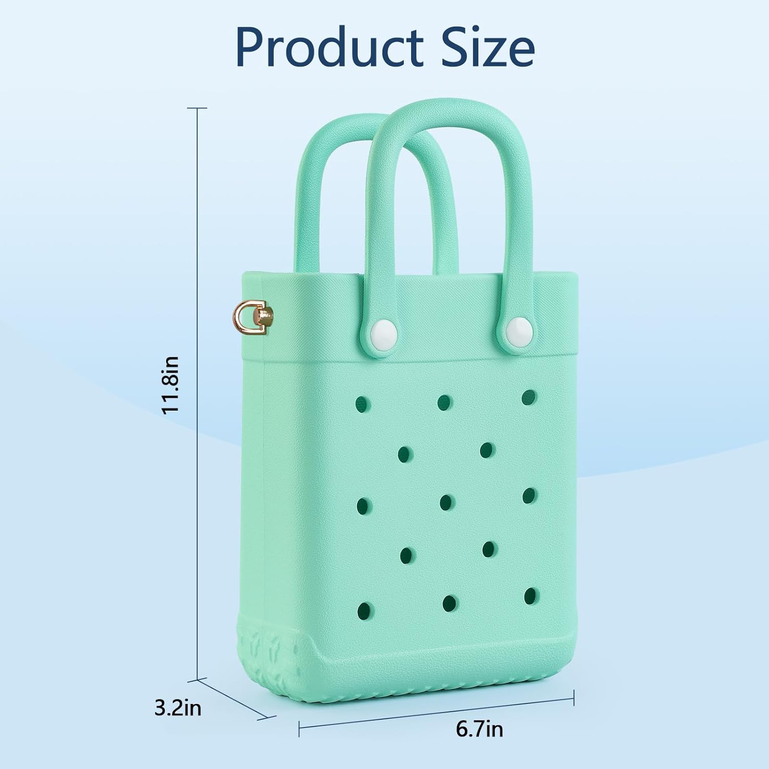 Mini Rubber Tote Bag with 7 Charms X-Small Waterproof EVA Beach Bag for Little Girls & Women Pool Crossbody | with 7 Charms, X-Small - Image 4