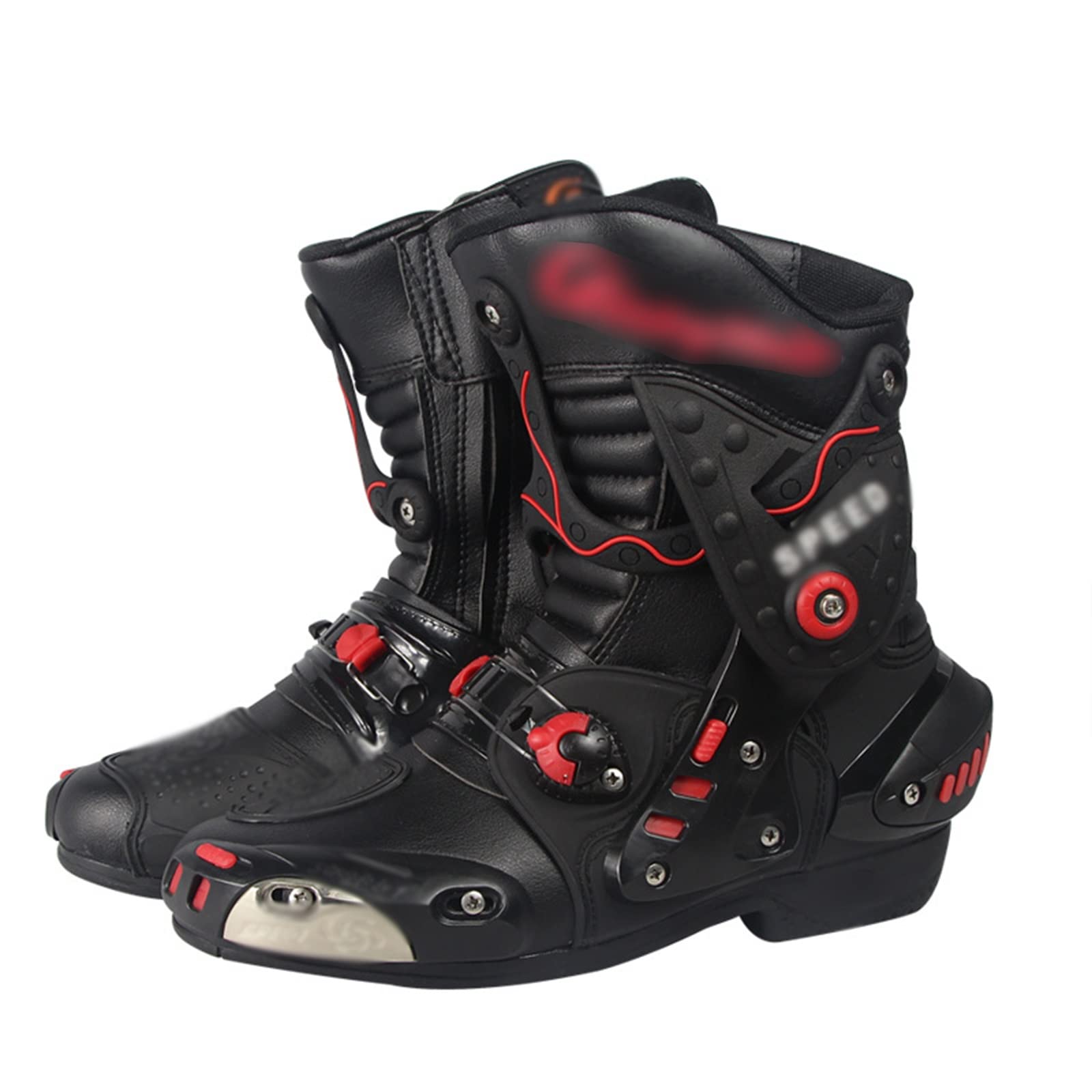 Thaoxl Botas de Motocross, Zapatos de Carreras Impermeables Transpirables de Cuero de Microfibra para Hombres, para Carreras Deportivas Touring Riding