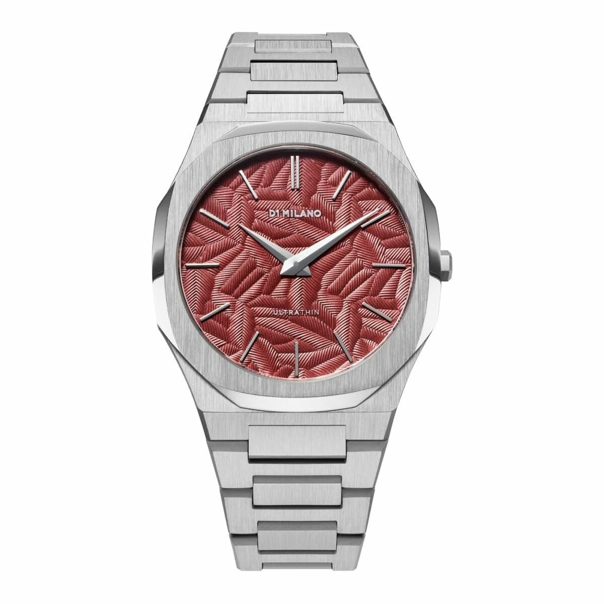 Stainless Steel Analog Red Dial Men Watch-Utbj33, Silver Band