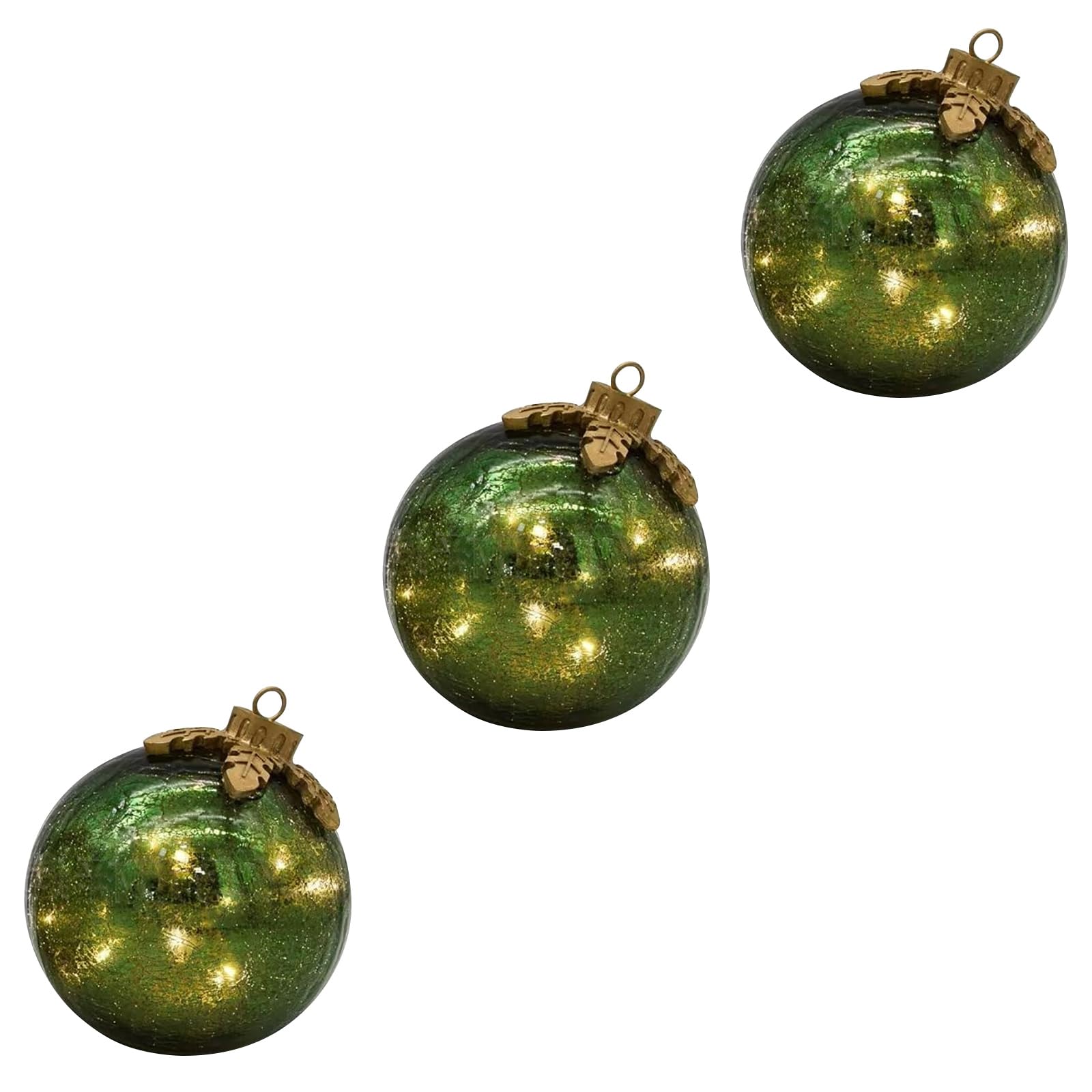 Msioytog 3PCs Christmas Tree Accent Pieces Cordless Decorative Sphere with 6H Timer for Fireplaces Dinner Table Styling Battery Operated Christmas Decor