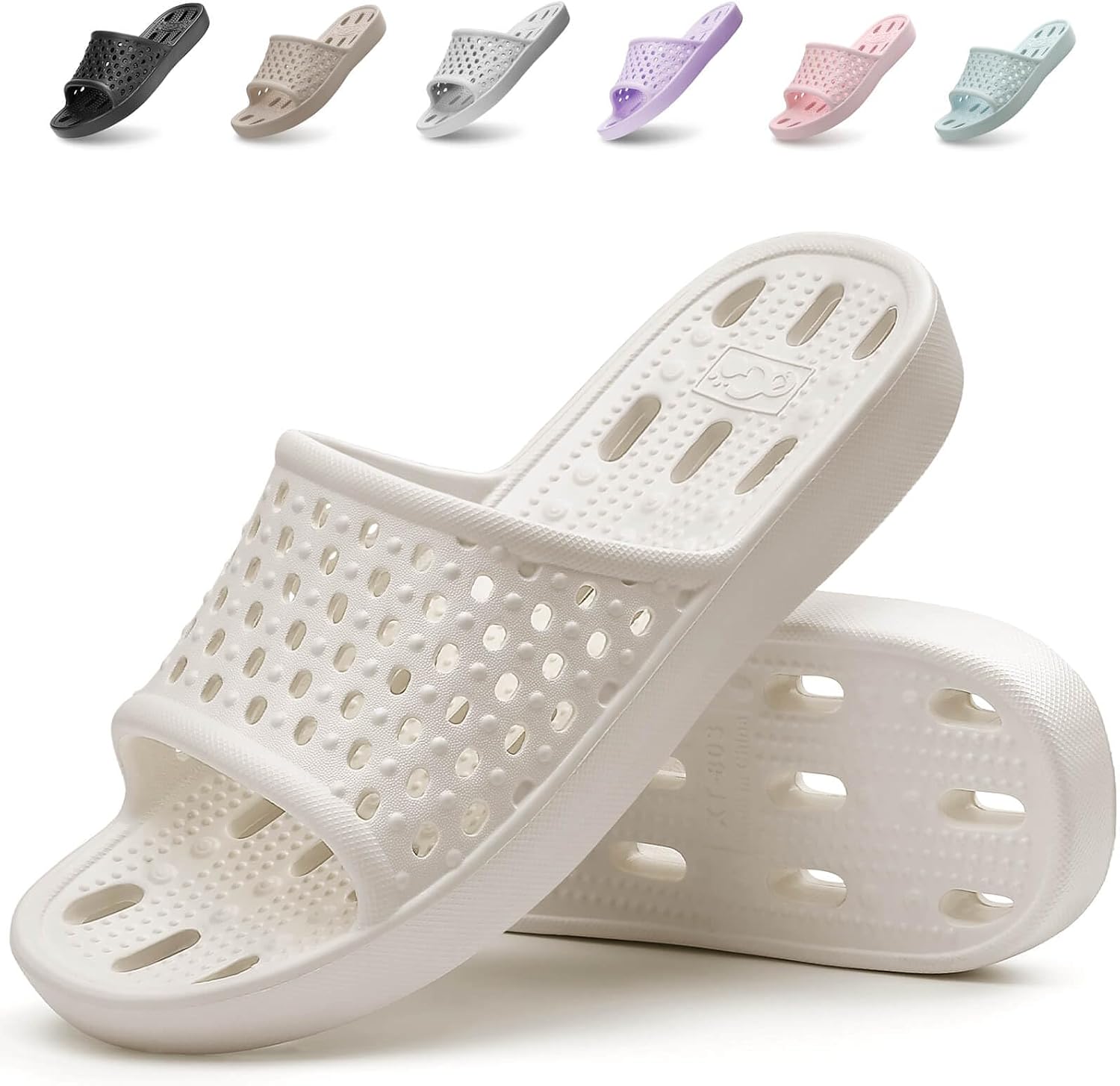 Xomiboe Shower Shoes For Men Women, Quick Dry Shower Slippers for Bathroom