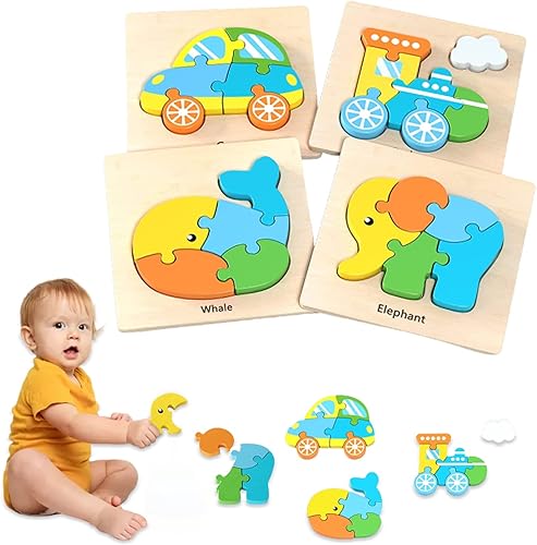LapangZi 4 rompecabezas de madera para niños pequeños de 3 a 5 juguetes Montessori en forma de vehículo, juguetes sensoriales Montessori, disponible en Yaxa Colombia