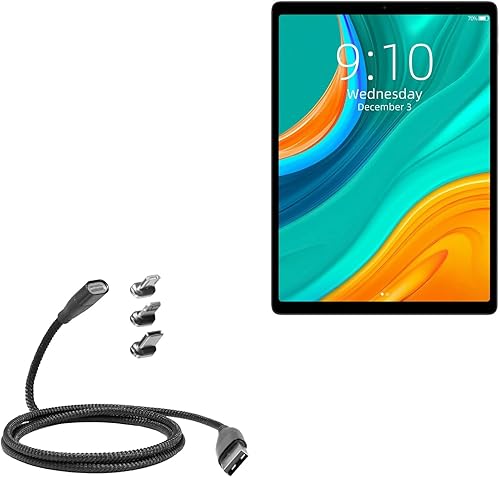 BoxWave Cable Compatible with Chuwi HiPad Plus - MagnetoSnap PD AllCharge Cable (100W), Magnet PD 100W Charging Cable USB Type-C Micro USB - Jet