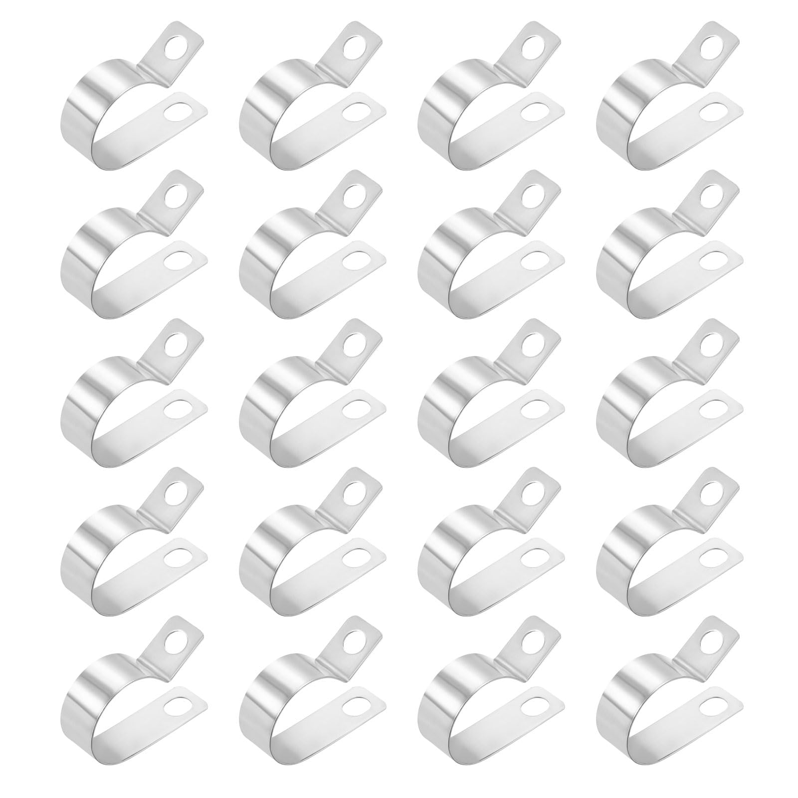 sourcing map 20pcs Metal Wire Clamp 13/16" Inch (20mm) R-Type Cable Clip 304 Stainless Steel Conduit Cable Clamp Cord Fastener Holder Strap Clip for Industrial Household Installation Pipe Wire