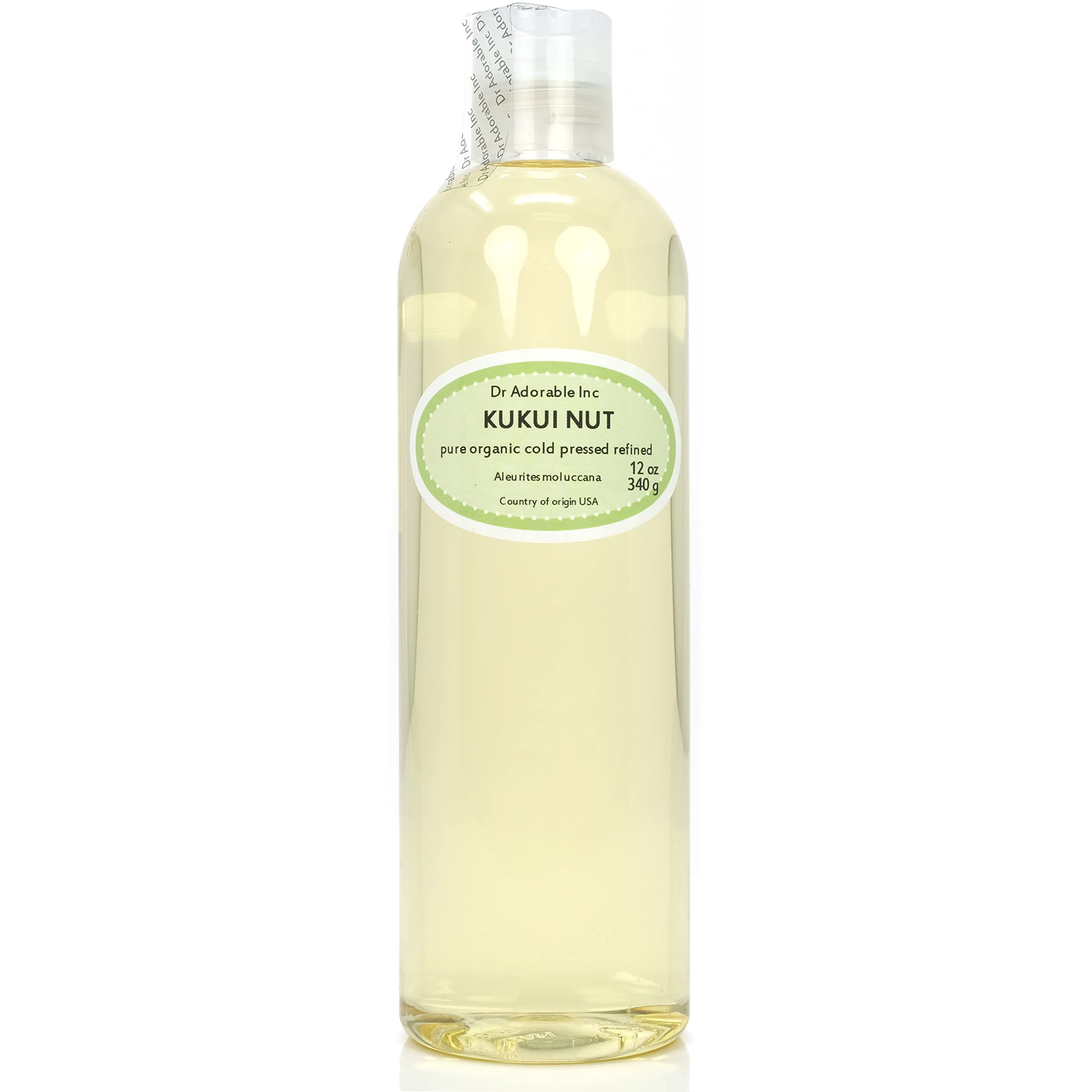 Dr Adorable - 12 oz - Kukui Nut Oil - 100% Pure Natural Organic Cold Pressed