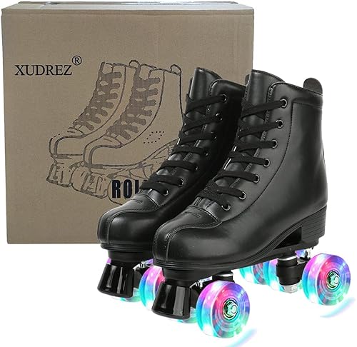 Miniatura 6 de Patines de piel sintética para hombres y mujeres, tipo botines, con doble fila de ruedas, para principiantes, patines profesionales para interiores